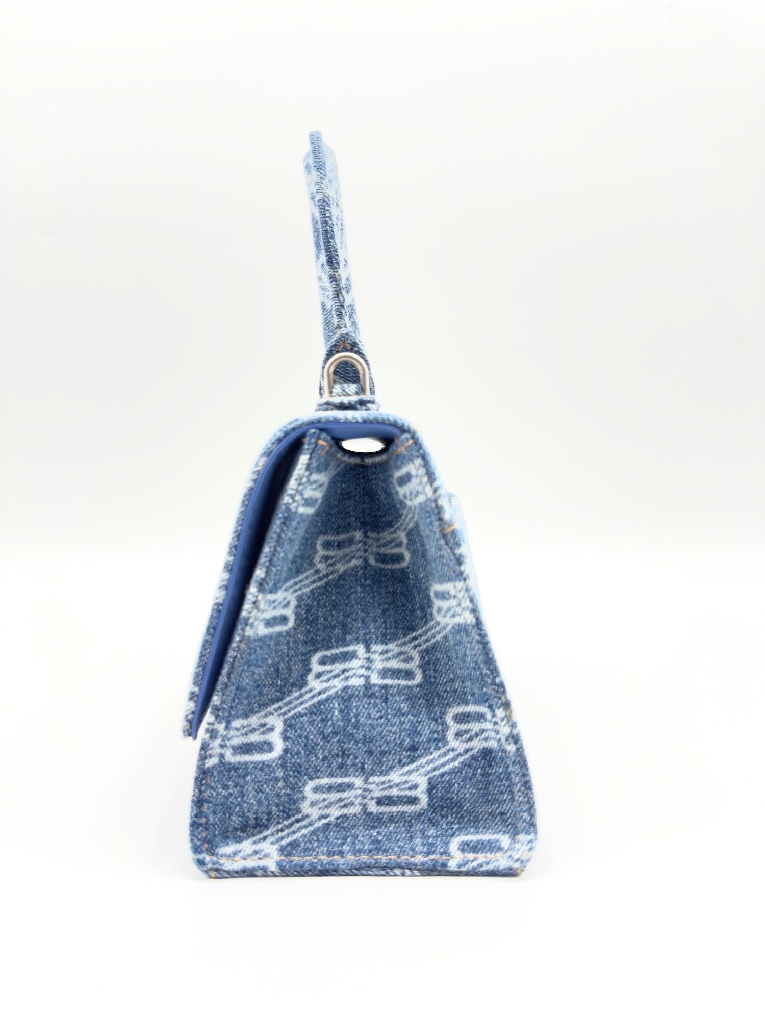Balenciaga Borsa Hourglass Small  in Denim / Jeans Stampato