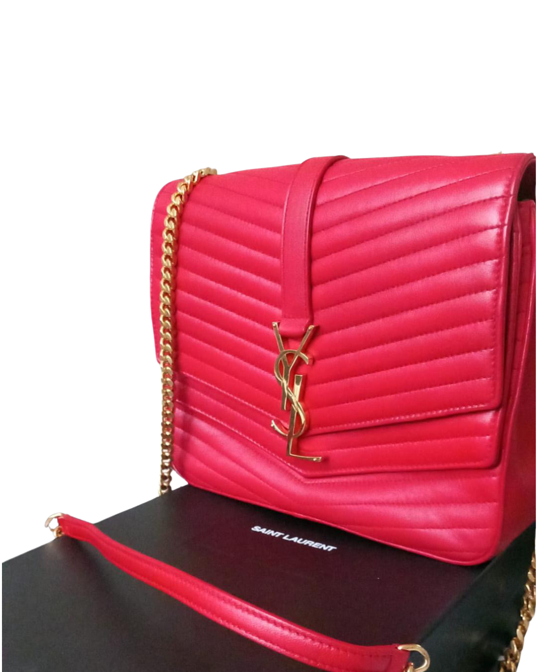 Saint Laurent Borsa Sulpice Pelle Agnello Rossa — Pre-owned Autentica