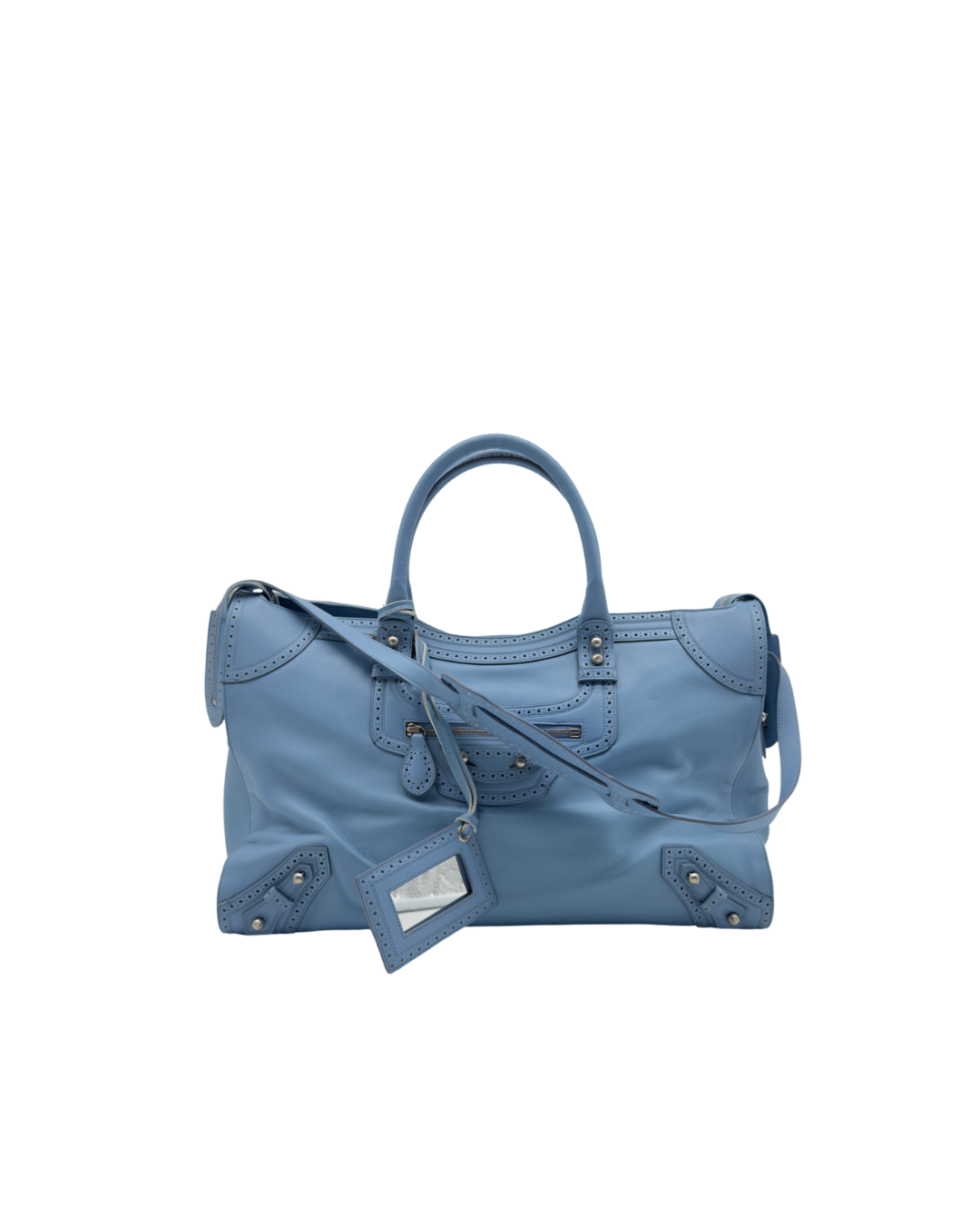 Balenciaga City media celeste nappa traforata
