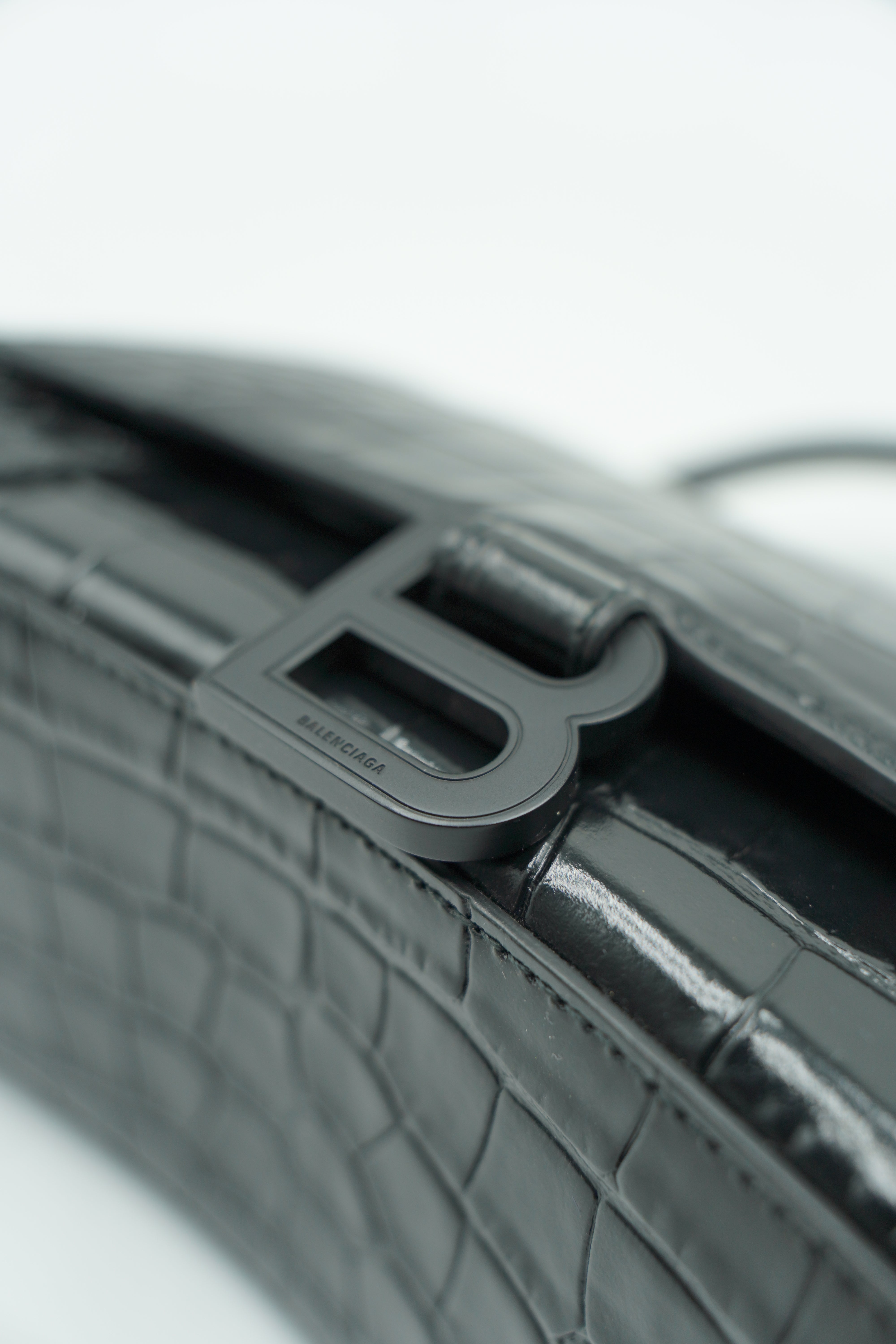 Balenciaga Borsa Hourglass Nera Stampa Cocco