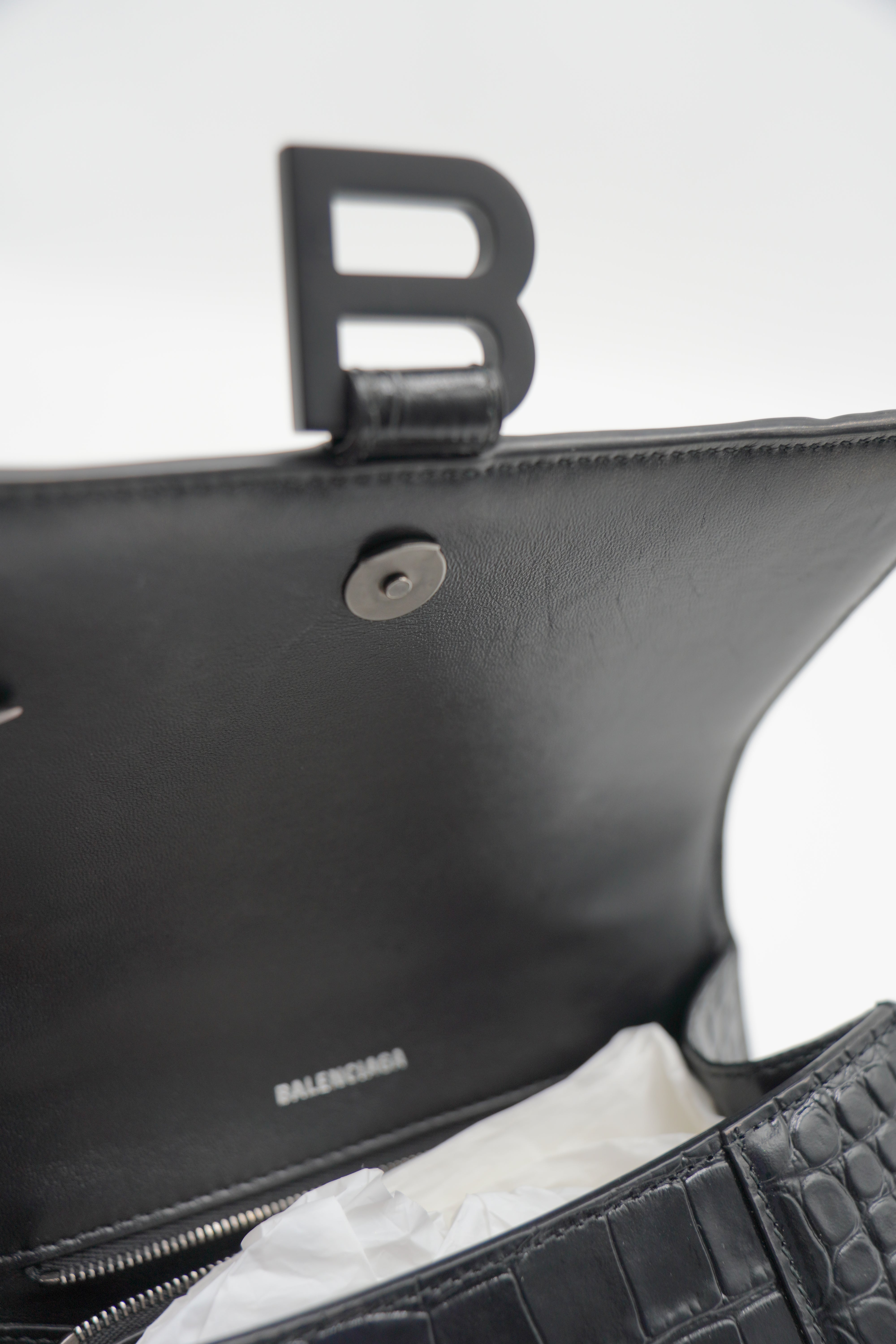 Balenciaga Borsa Hourglass Nera Stampa Cocco