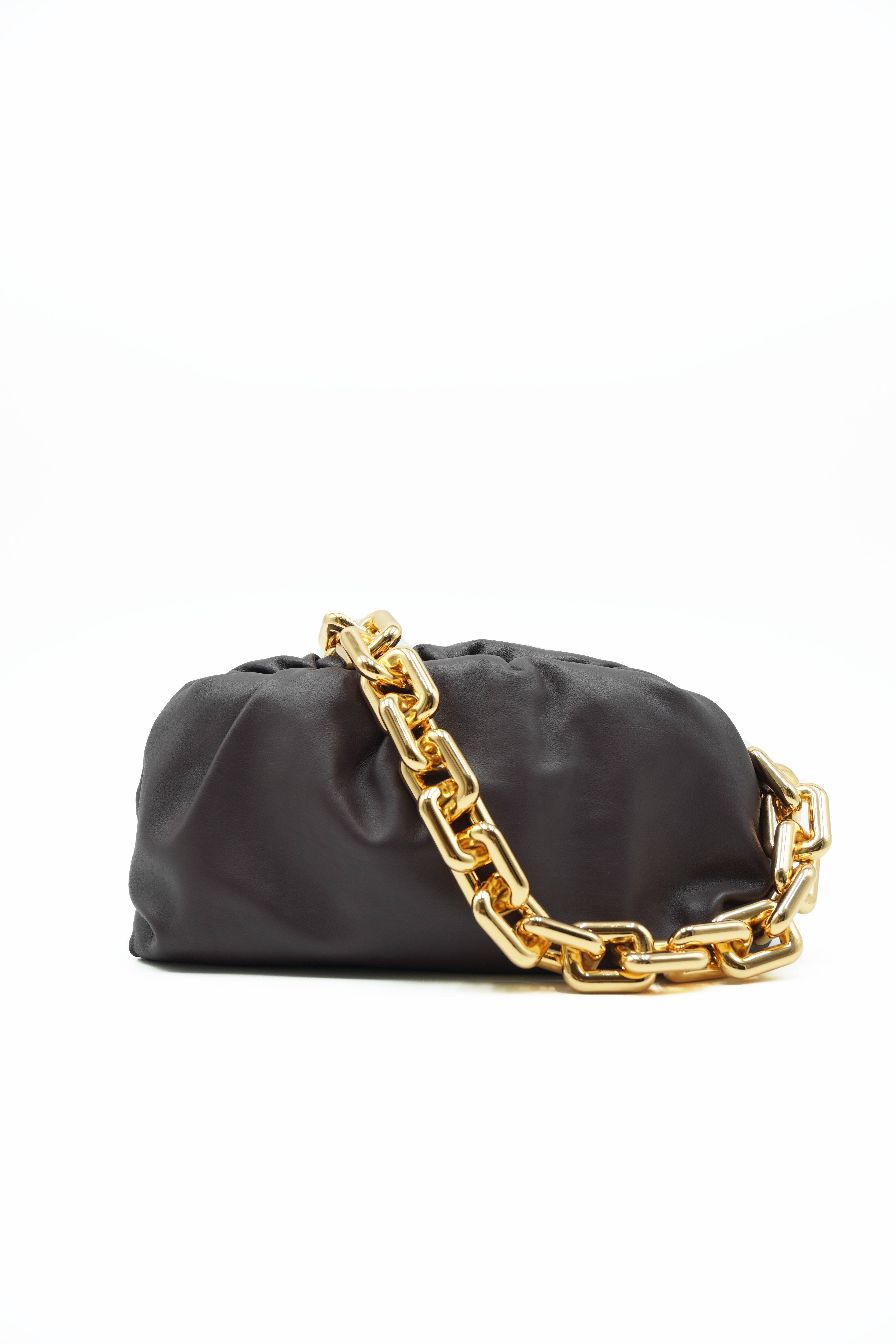 Bottega Veneta Borsa Pouch Con Catena Pelle Melanzana