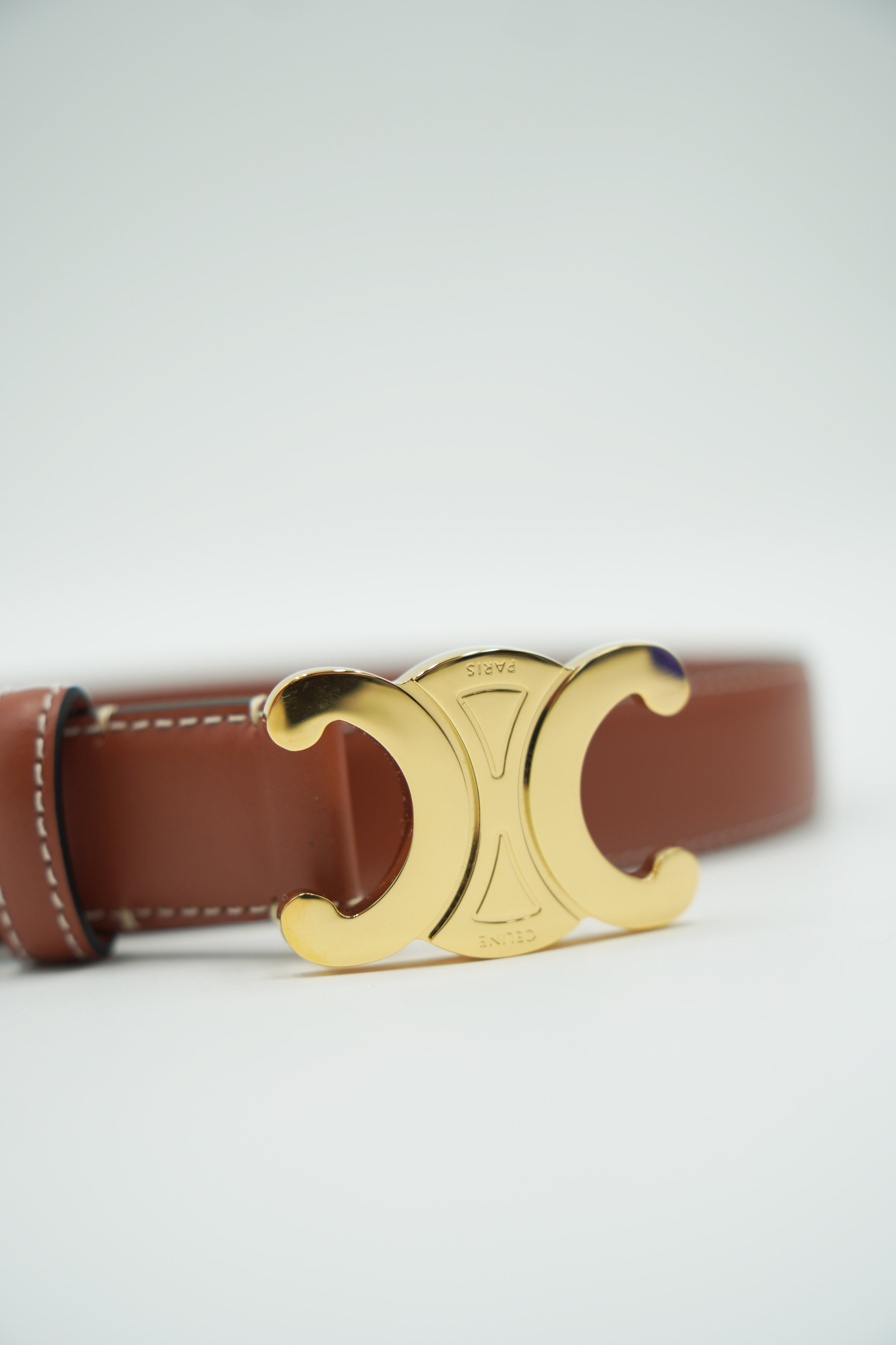 Celine Cintura Triomphe Pelle Marrone 80 cm usata autentica - Aurea Luxury Lab