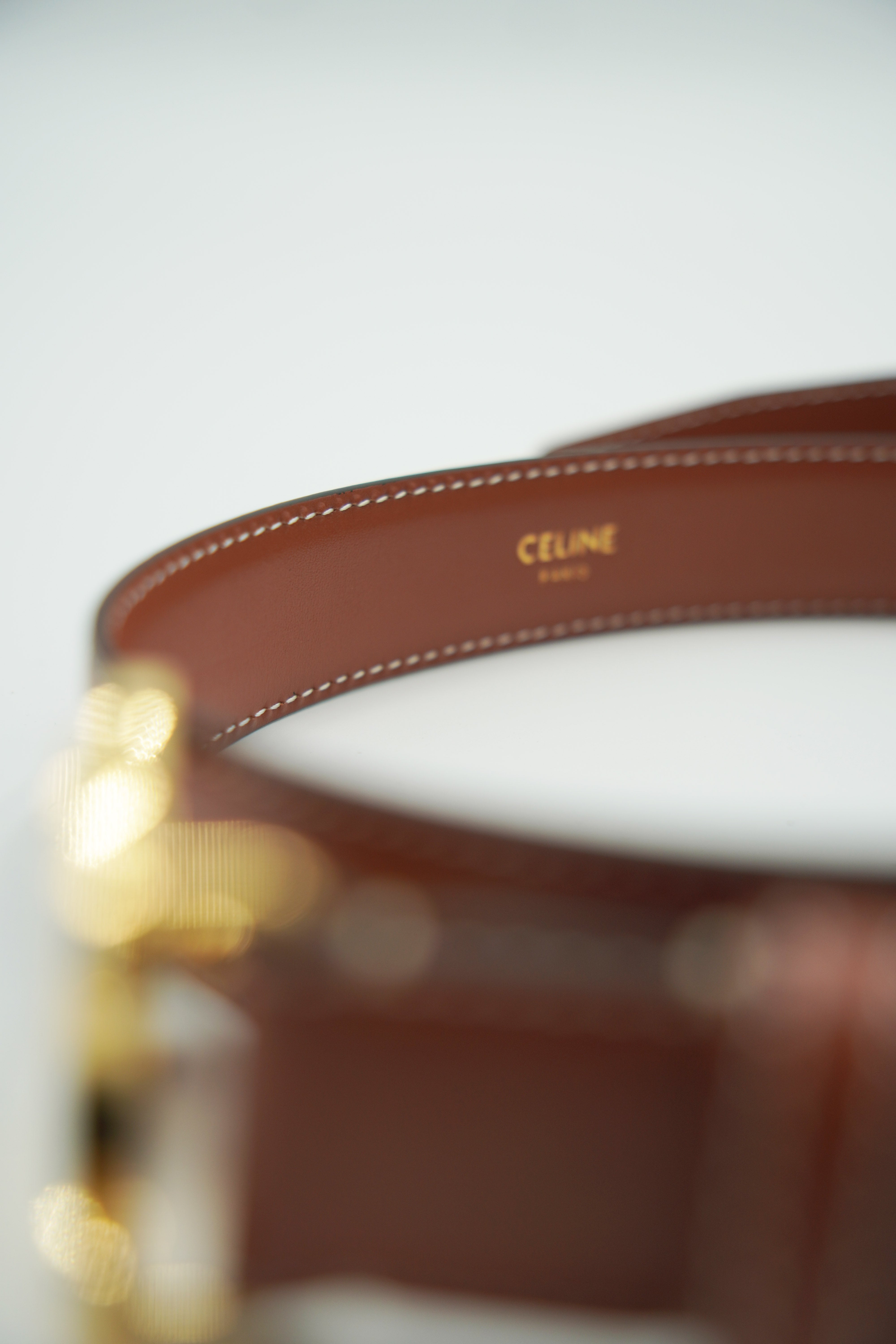 Celine Cintura Triomphe Pelle Marrone 80 cm usata autentica - Aurea Luxury Lab