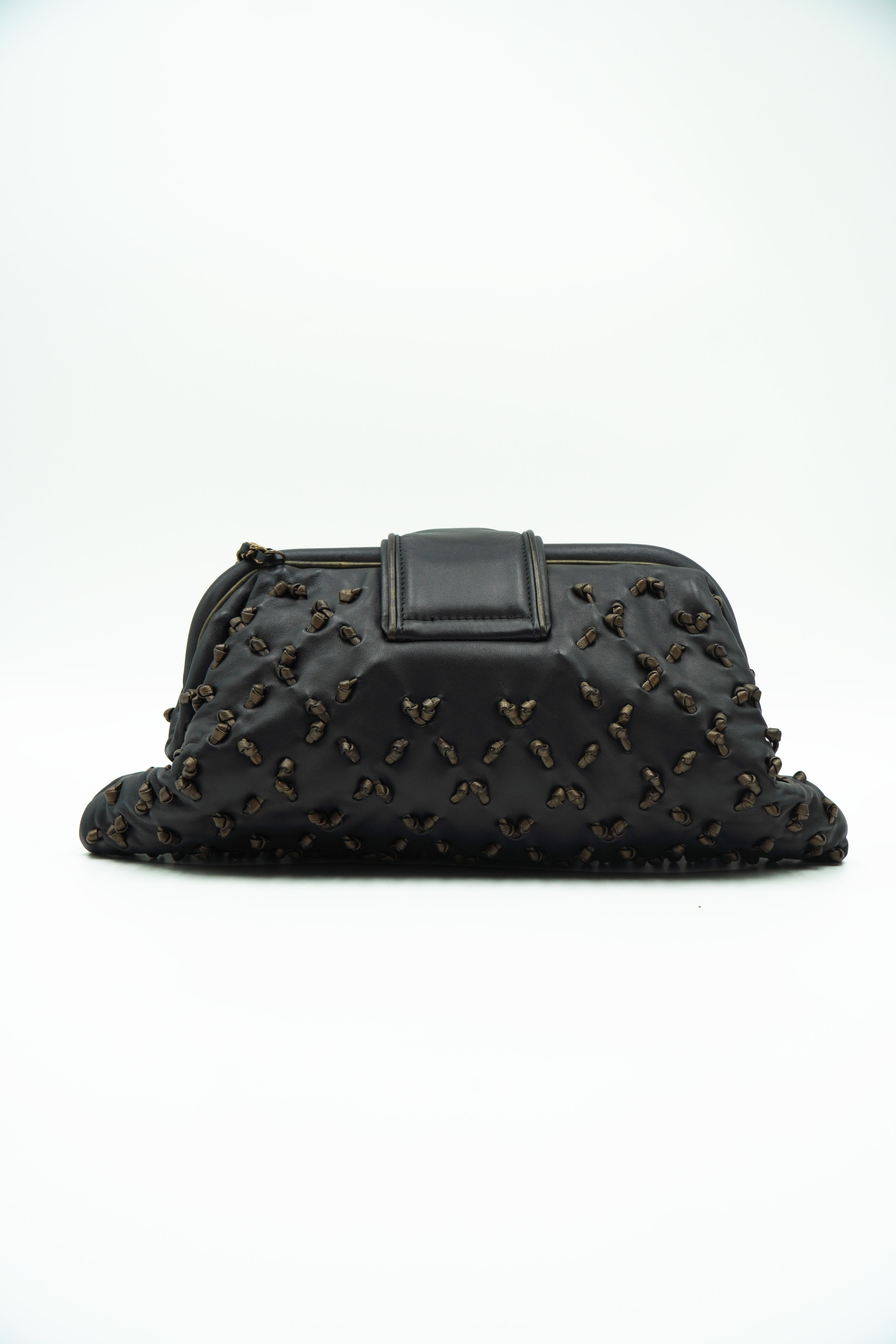 Chanel Borsa Clutch In Pelle Devorè Broccato Nera usata autentica - Aurea Luxury Lab