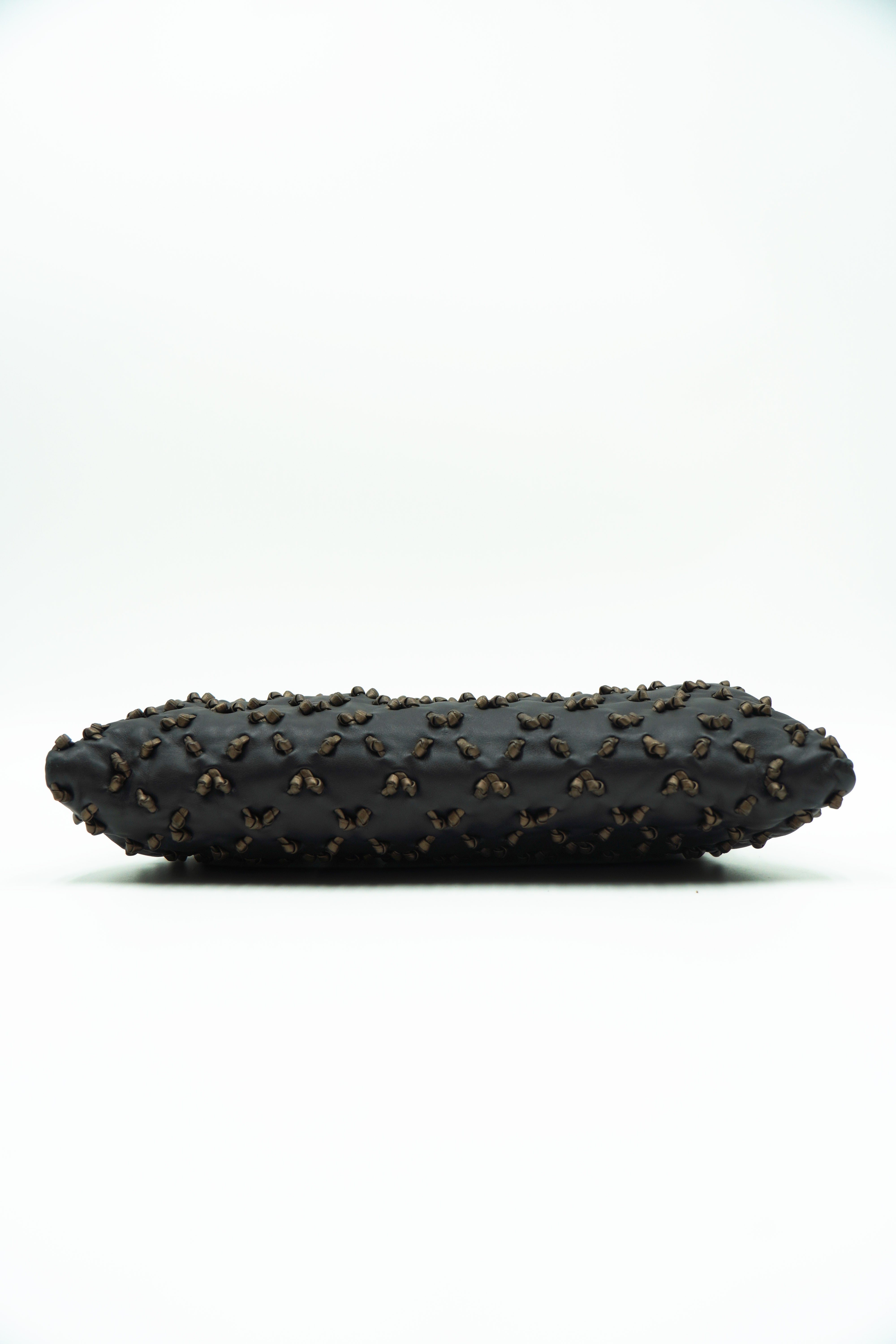 Chanel Borsa Clutch In Pelle Devorè Broccato Nera usata autentica - Aurea Luxury Lab