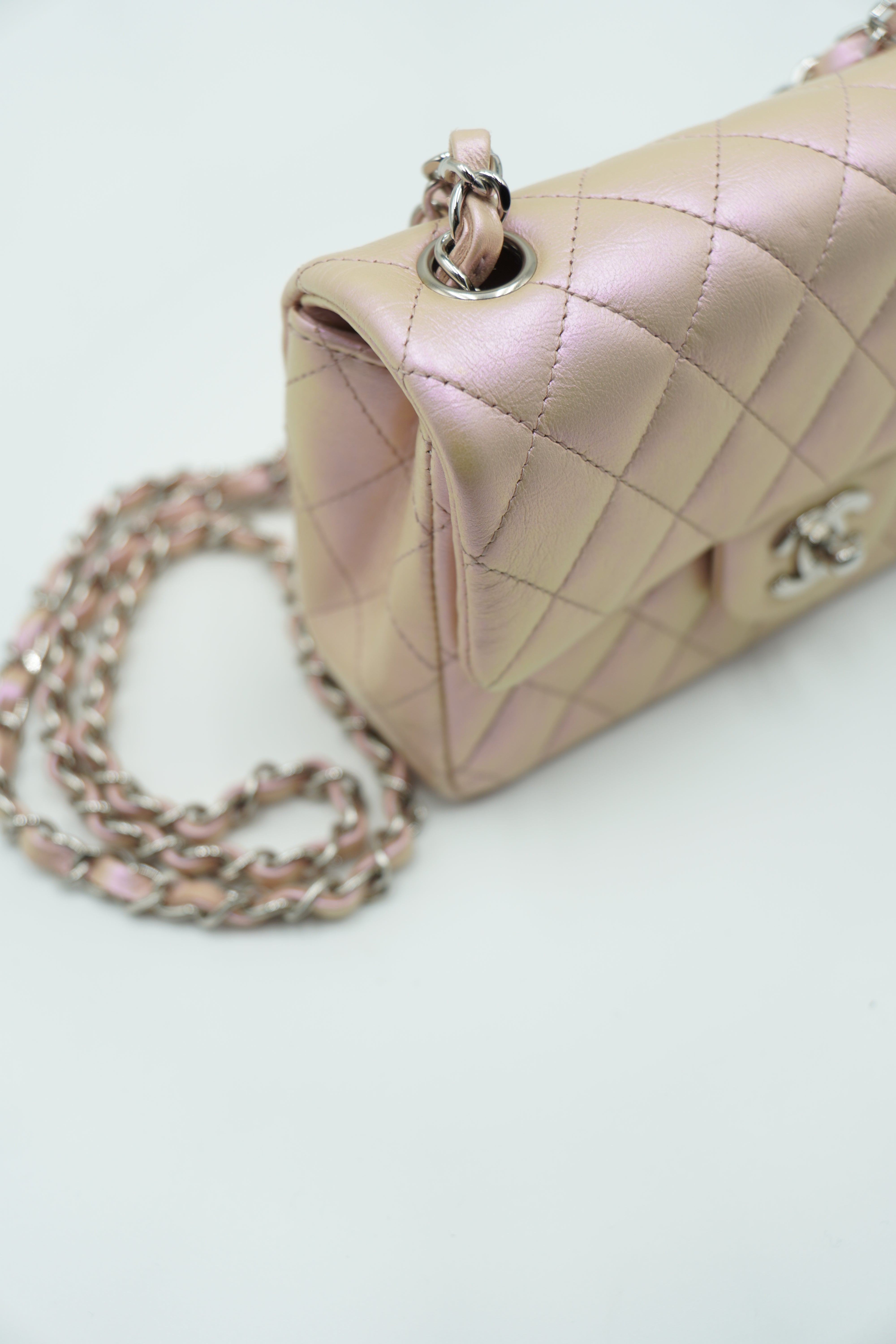 Chanel Classic Mini Flap Bag Iridescent Ivory - Used Authentic