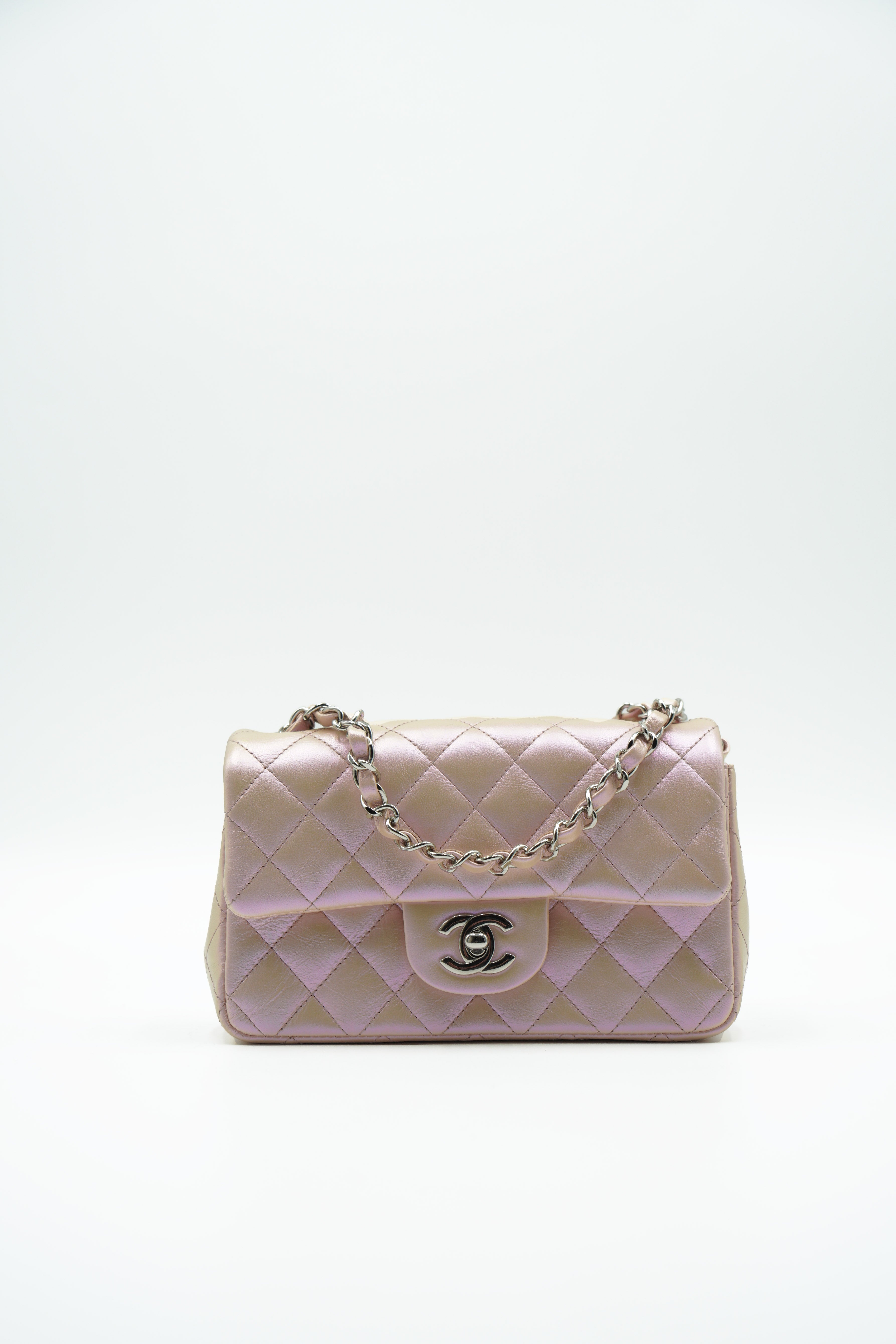 Chanel Classic Mini Flap Bag Iridescent Ivory - Used Authentic