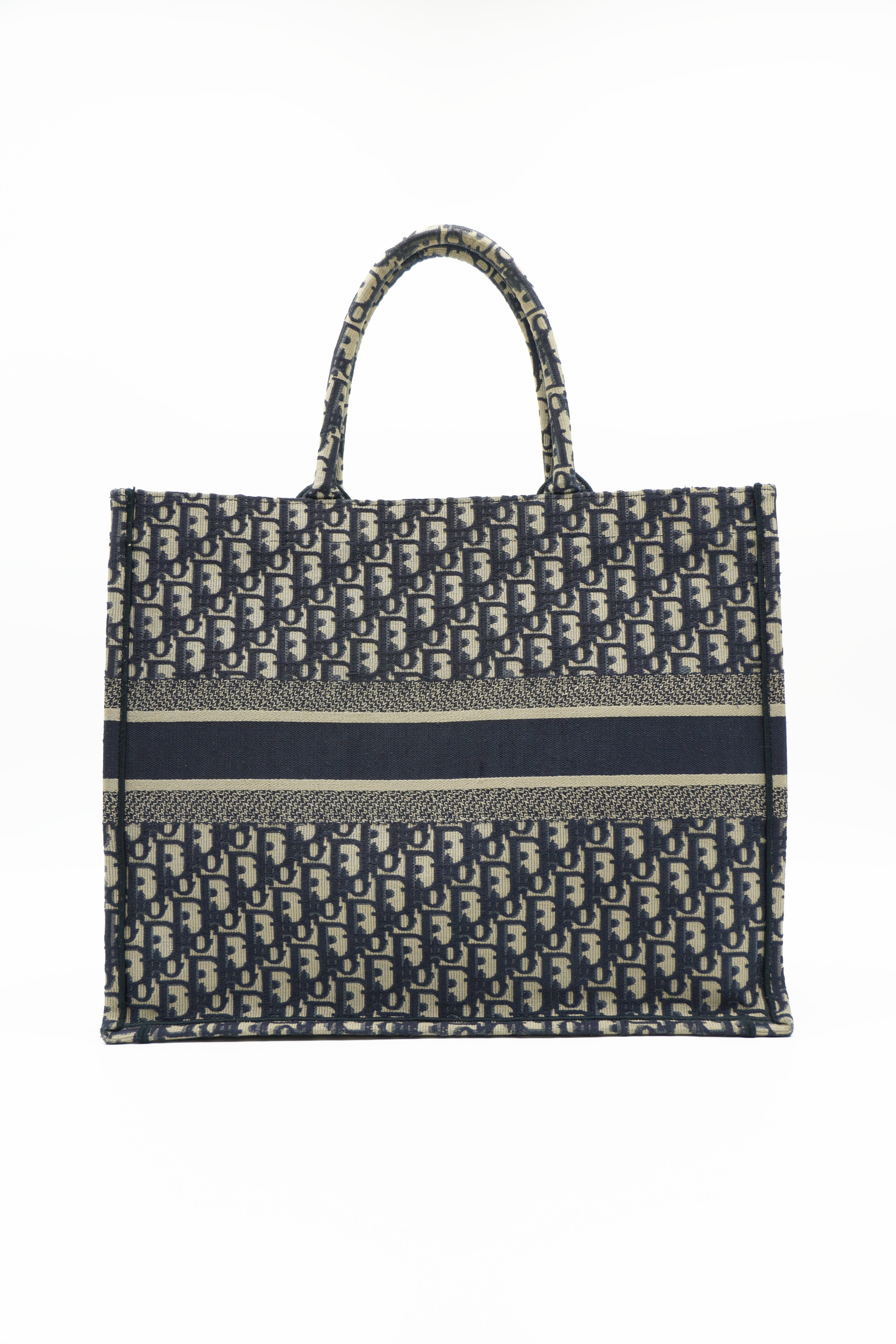 Christian Dior Borsa Book Tote Grande Oblique Ocra e Blu