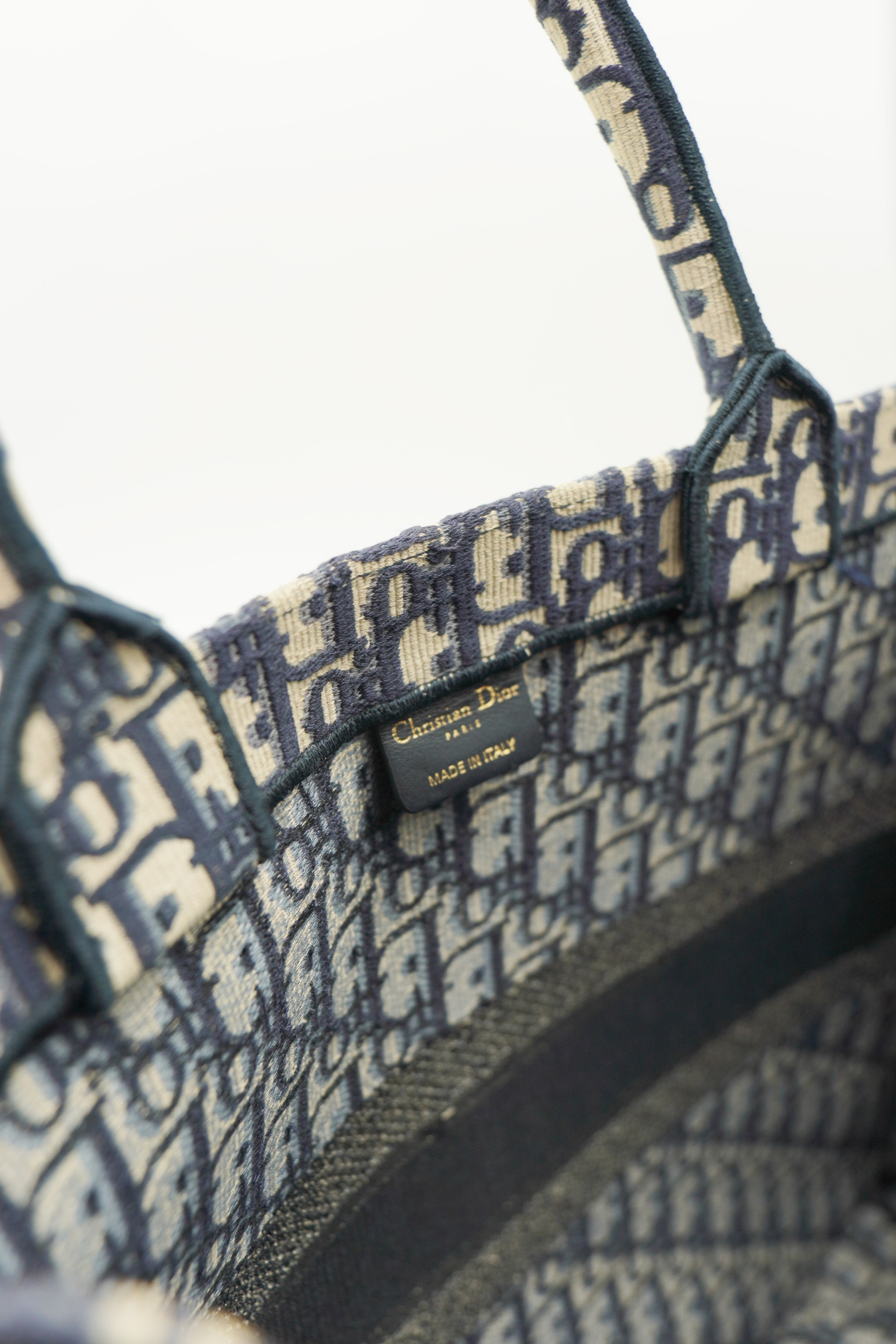 Christian Dior Borsa Book Tote Grande Oblique Ocra e Blu
