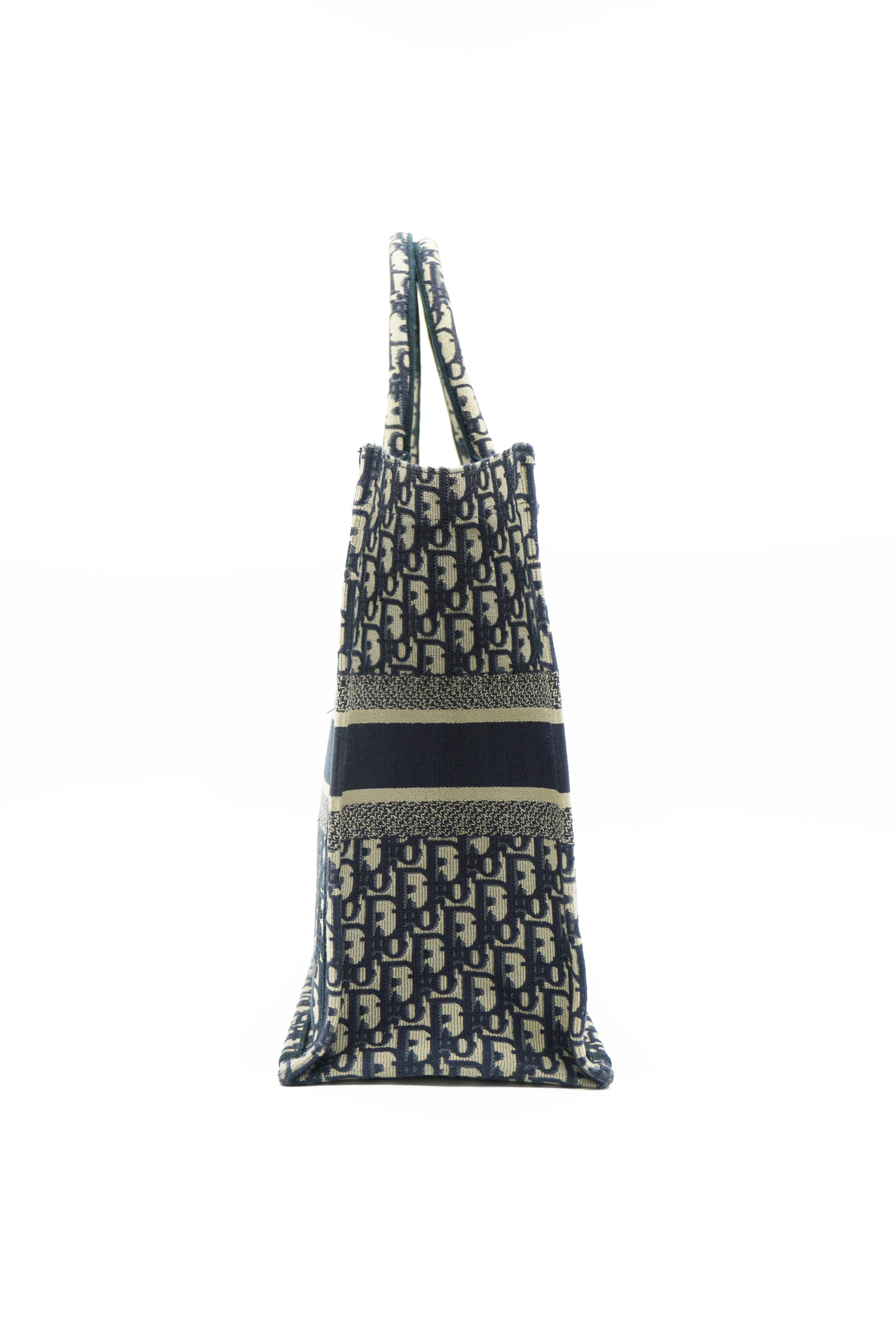 Christian Dior Borsa Book Tote Grande Oblique Ocra e Blu