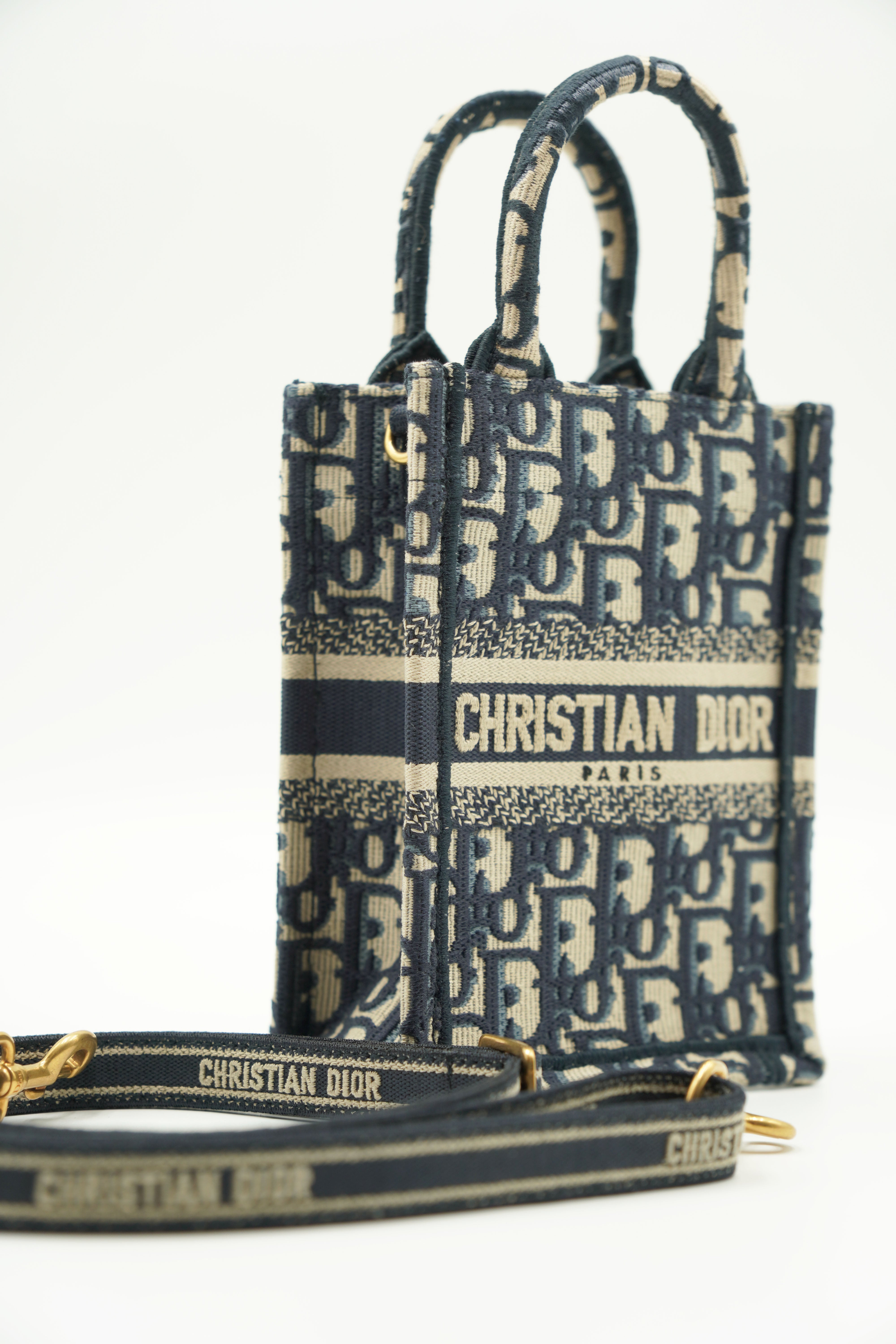 Bolso de hombro Dior Oblique Mini Book Tote Azul