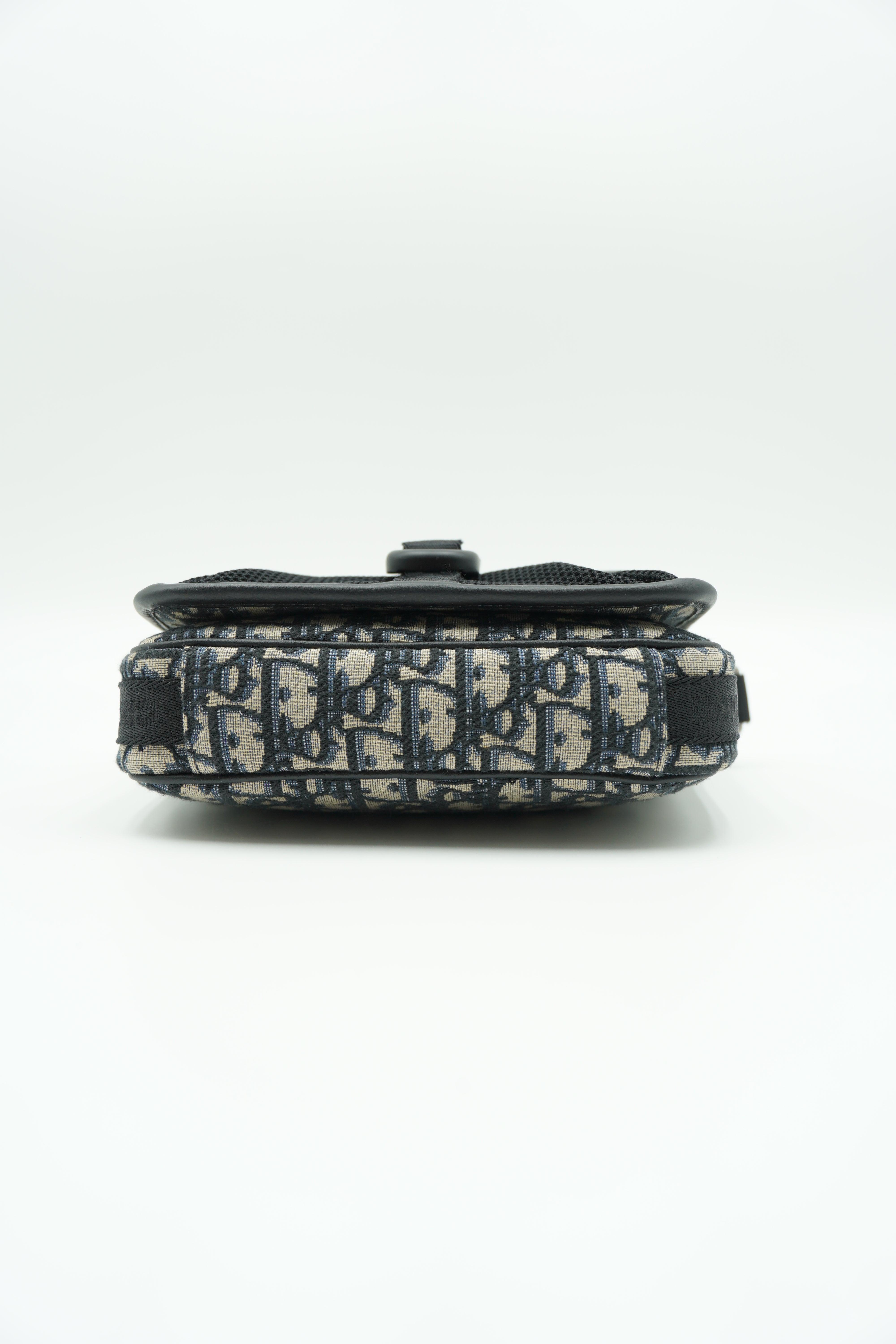 Dior Shoulder Bag 8 Monogram Oblique Blue Fabric and Black Leather