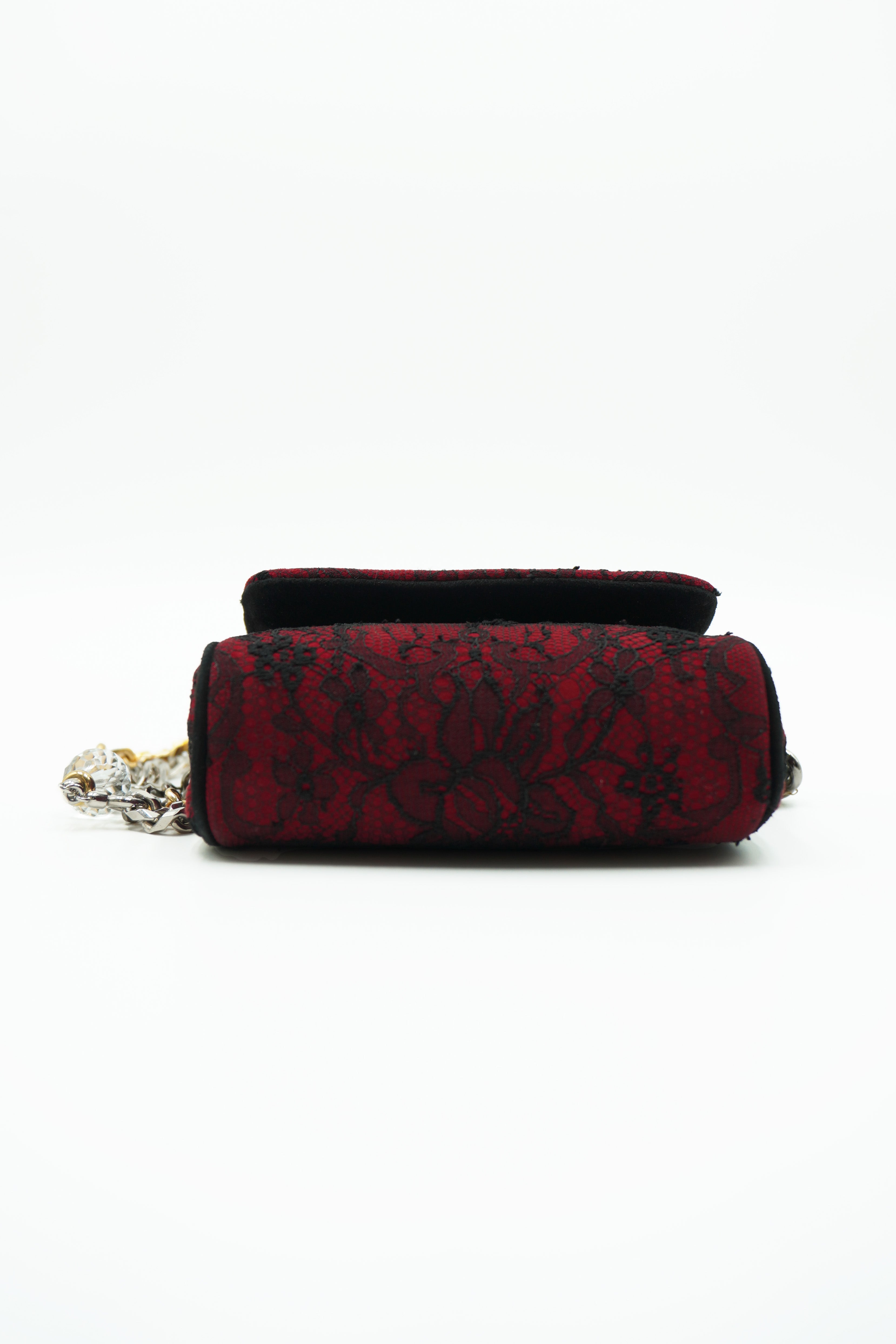 Bolso Dolce &amp; Gabbana de ante rojo y encaje negro