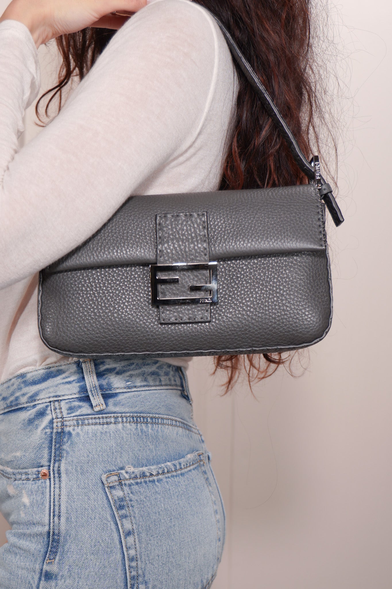 Fendi Borsa Baguette Pelle Martellata Limited Edition Selleria usata autentica - Aurea Luxury Lab