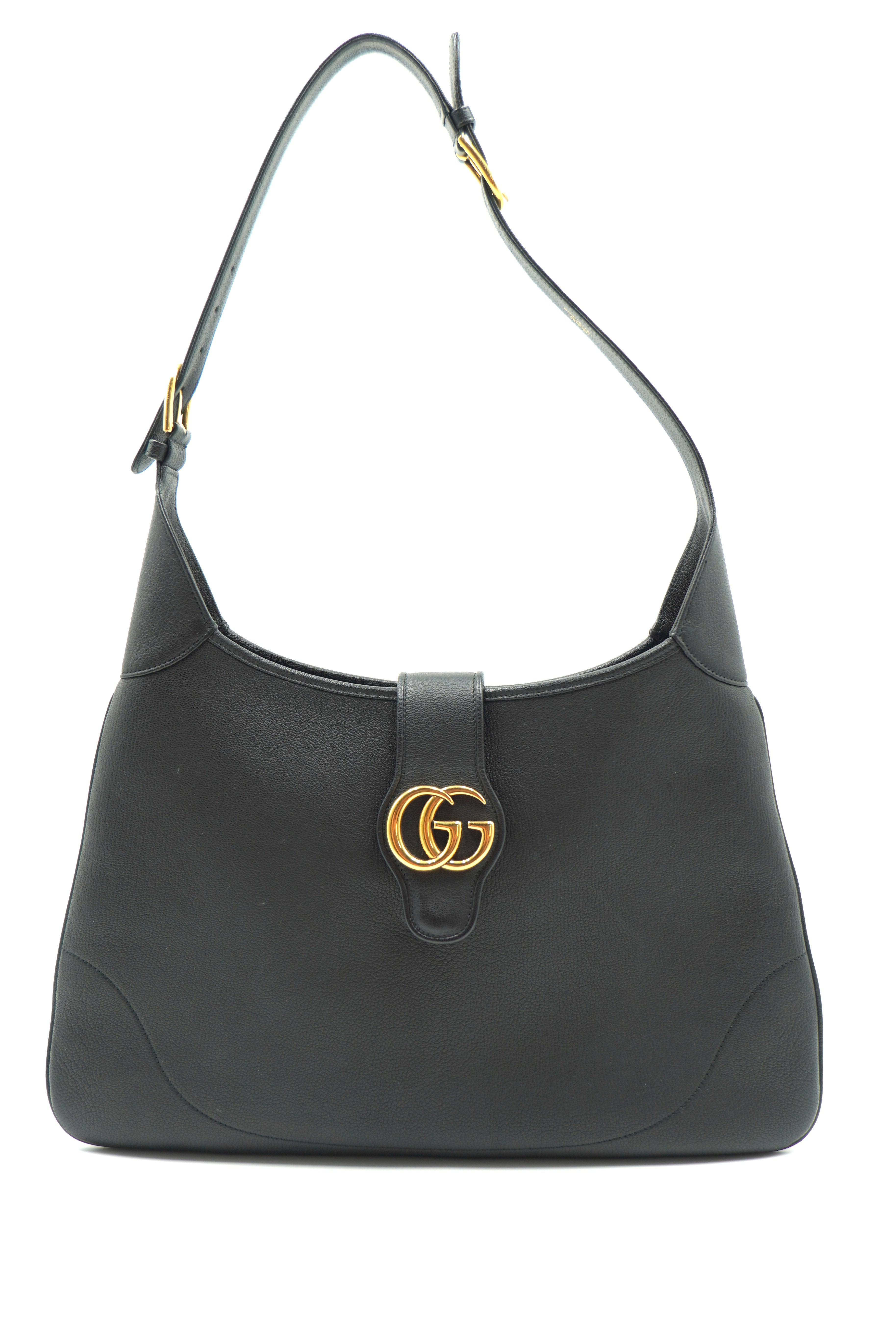 Gucci Large Aphrodite Black Leather Shoulder Bag — Authentic Pre-owned