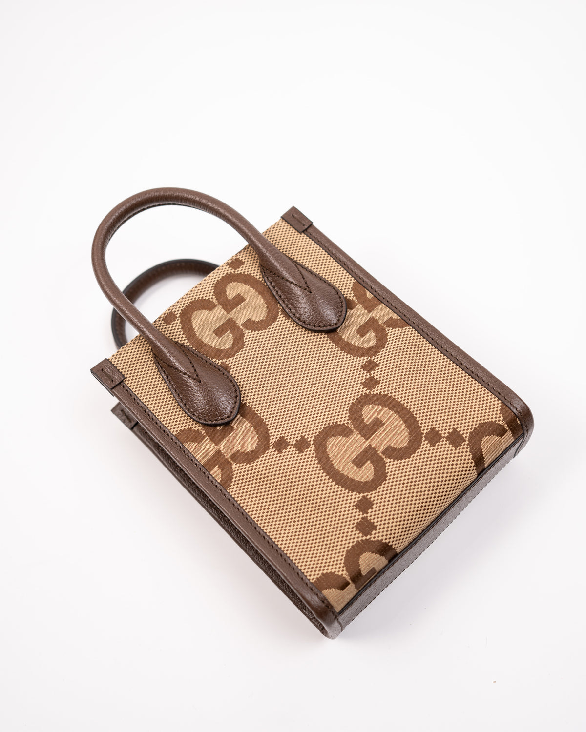 Gucci Borsa Jumbo GG Mini Tote Verticale Tela GG Marrone second hand luxury - Aurea Luxury Lab