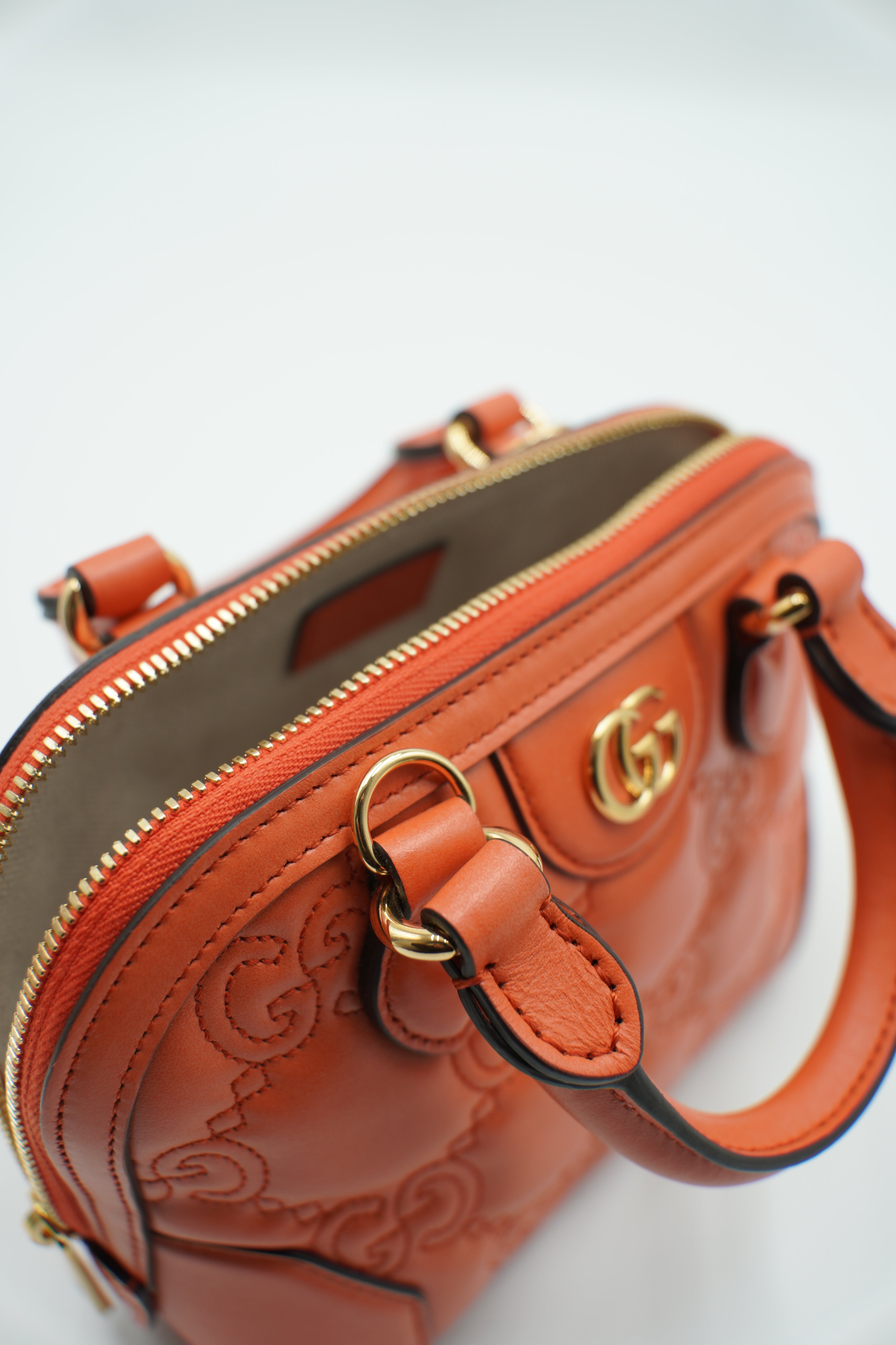 Gucci Borsa GG Matelassè Piccola In Pelle Arancione