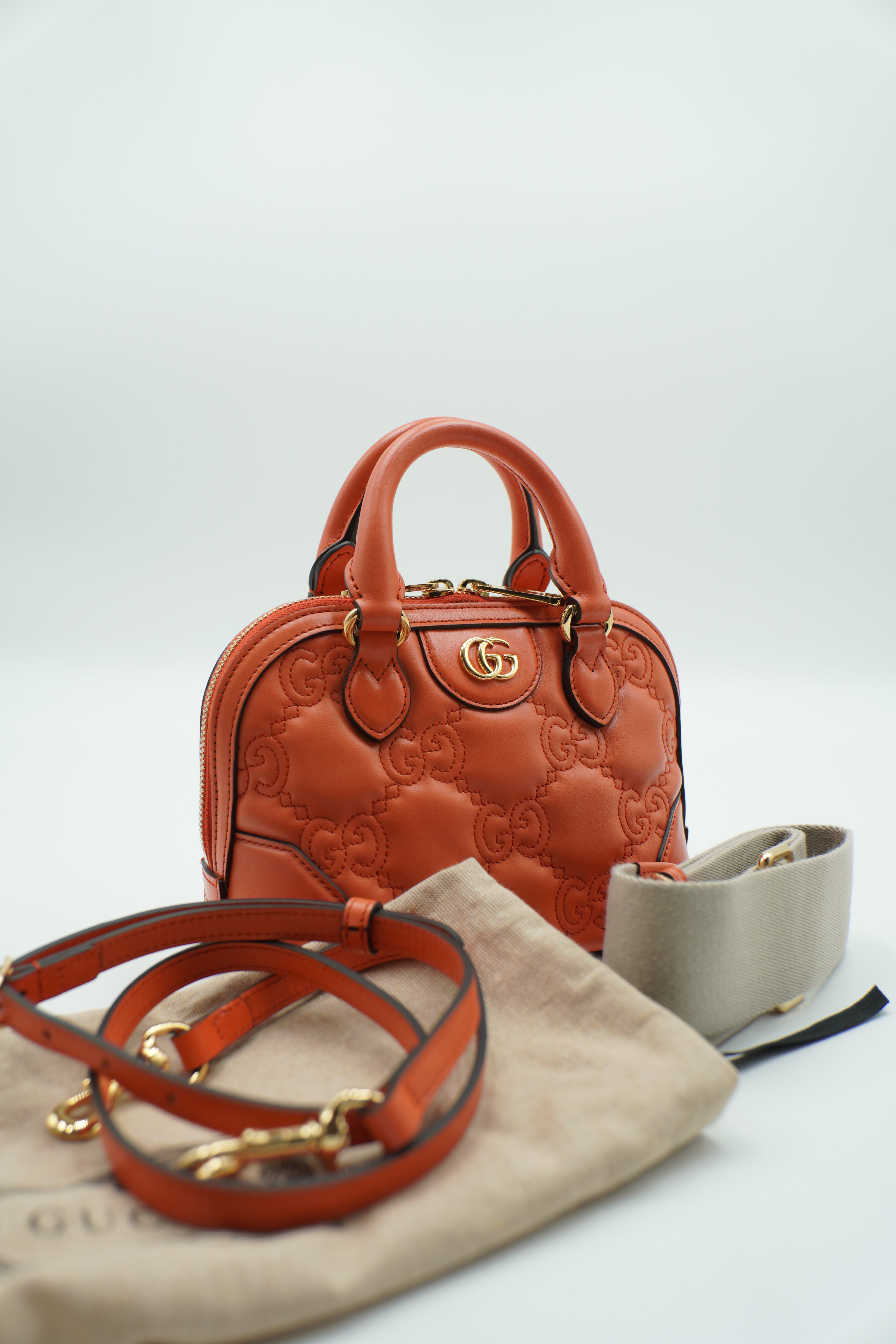 Gucci Borsa GG Matelassè Piccola In Pelle Arancione