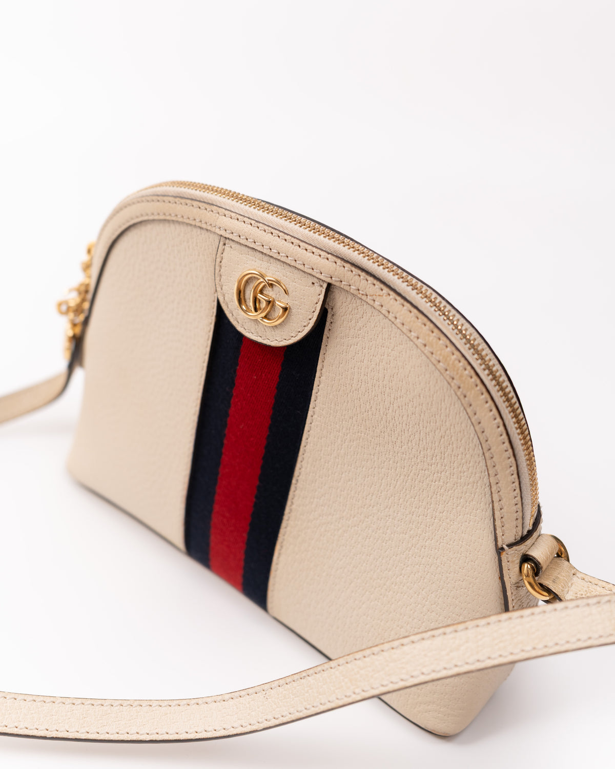 Gucci Sac Ophidia Small Cuir Blanc Toile bleue et rouge — Pre-owned Authentique