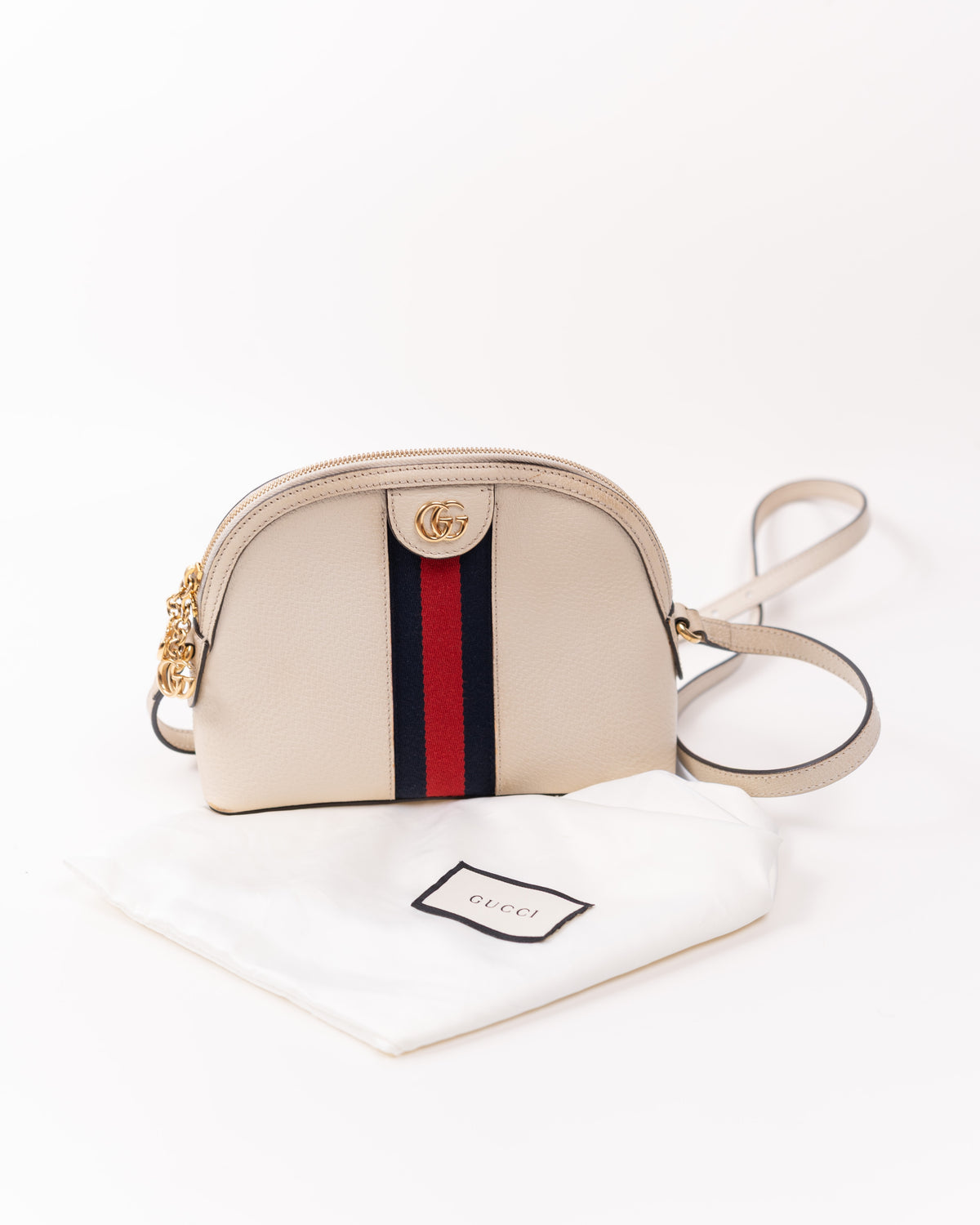 Gucci Sac Ophidia Small Cuir Blanc Toile bleue et rouge — Pre-owned Authentique