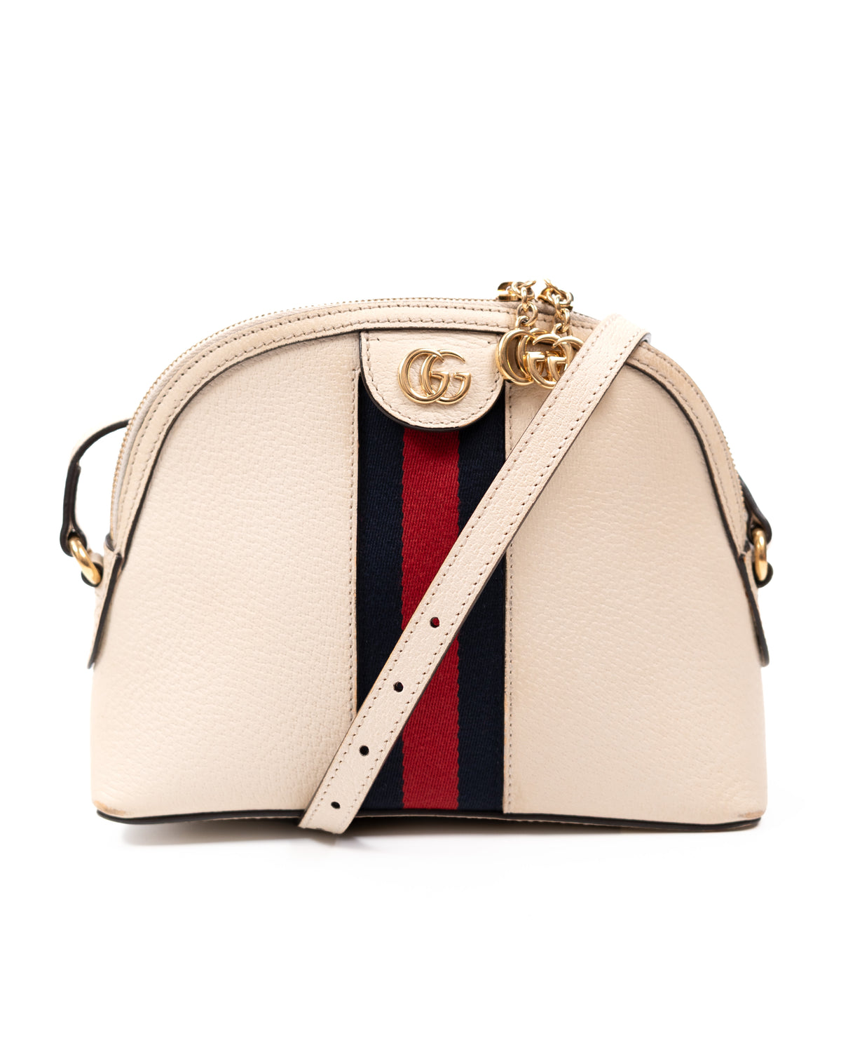 Gucci Sac Ophidia Small Cuir Blanc Toile bleue et rouge — Pre-owned Authentique