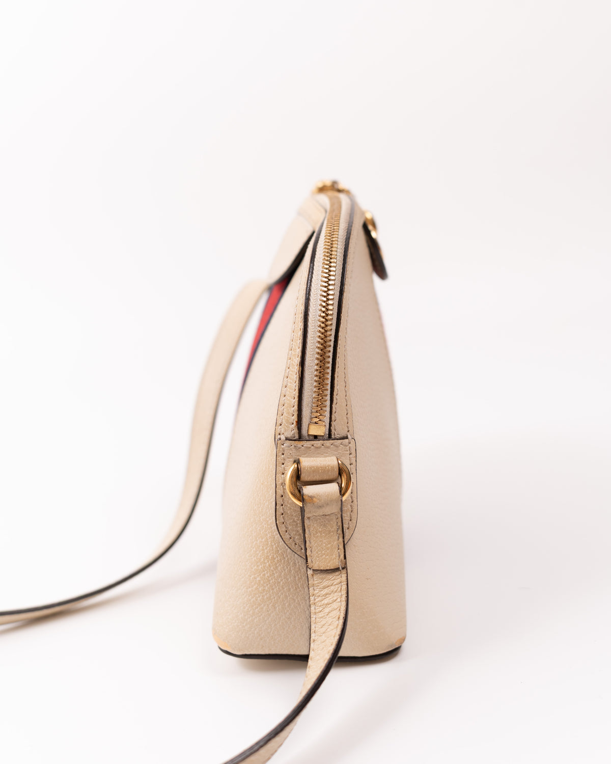 Gucci Sac Ophidia Small Cuir Blanc Toile bleue et rouge — Pre-owned Authentique