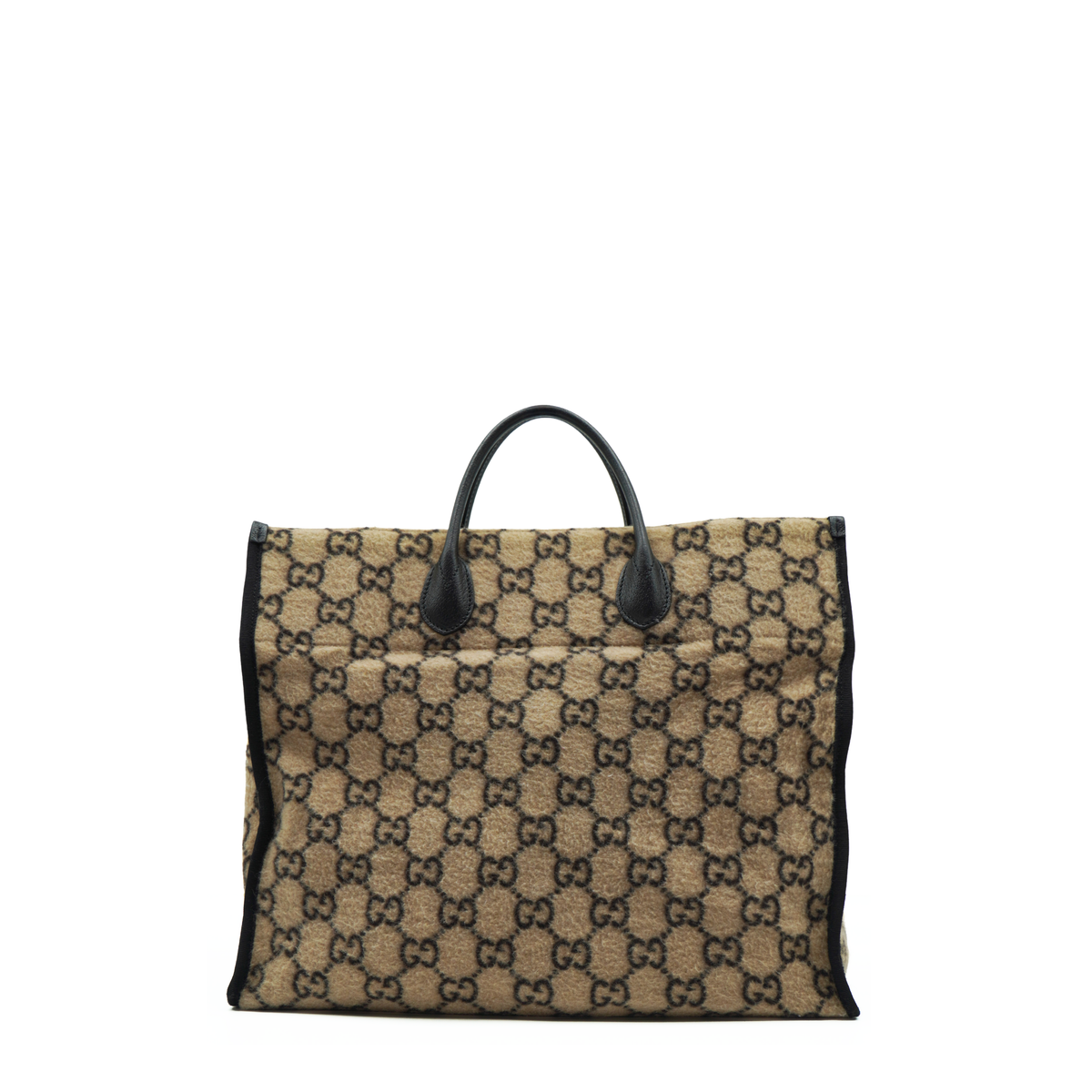 GUCCI GGパターン トートバッグ ベージュ/ブラック Gucci Shopping Bag in Fabric and Leather with Pattern - Used Authentic