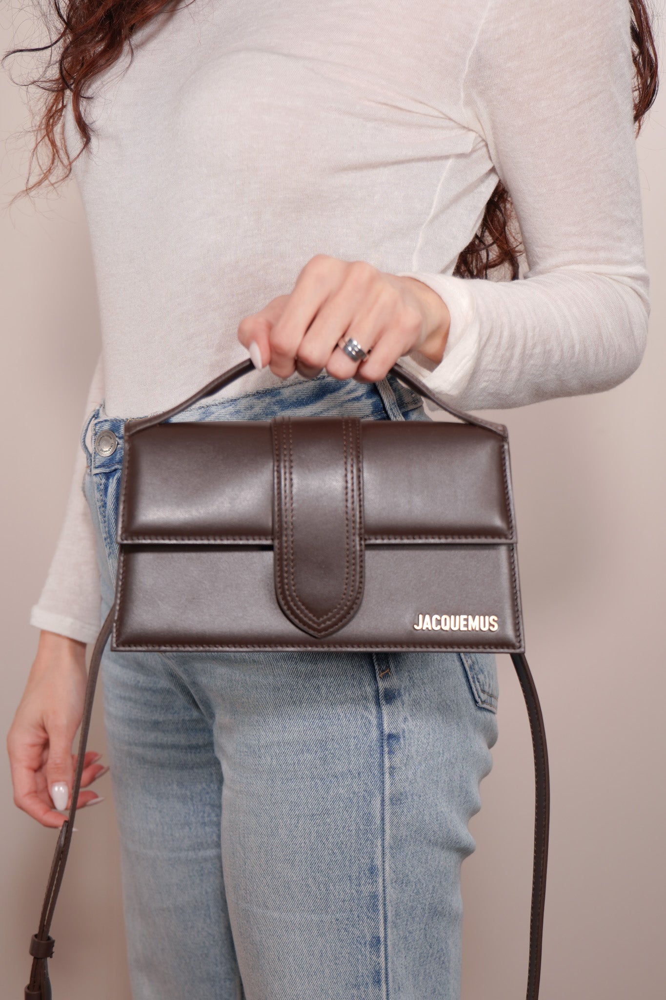 Jacquemus Il Grande Bambino Brown Leather Bag - Used Authentic