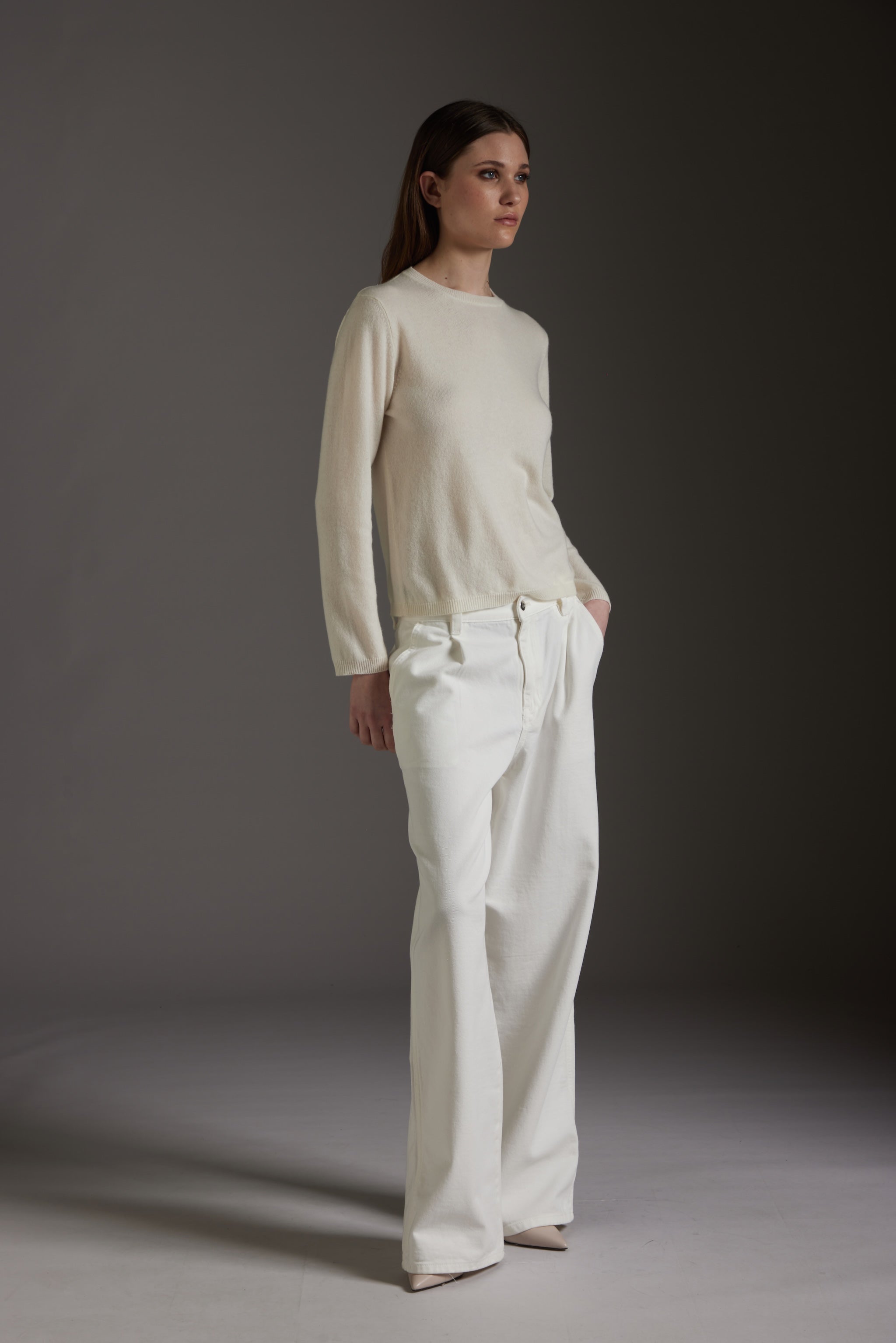 Kangra Women's Crew Neck Sweater Regular 100% Cashmere