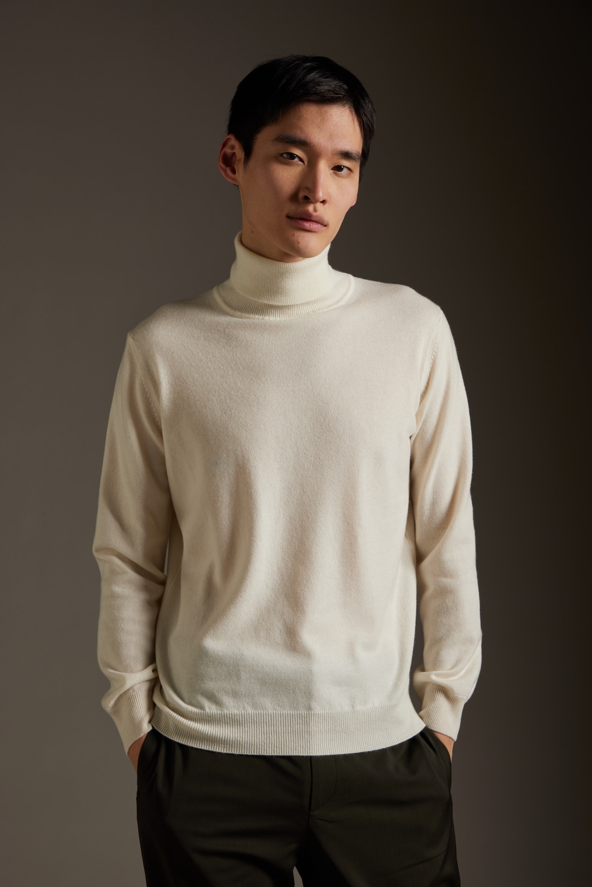 Kangra Men's Basic Shaved Turtleneck 100% Cashmere