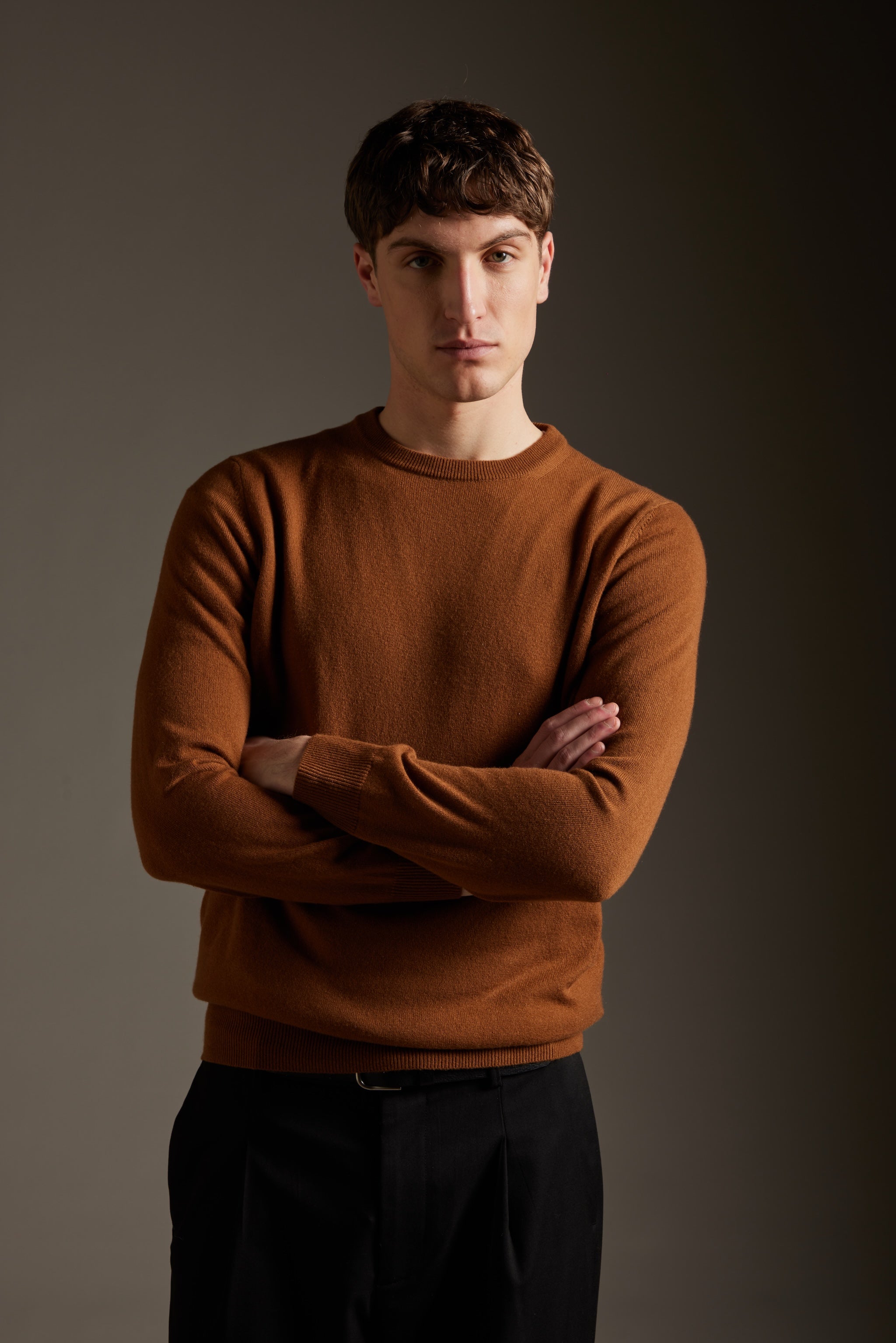 Kangra Men's 100% Cashmere Crew Neck Sweater