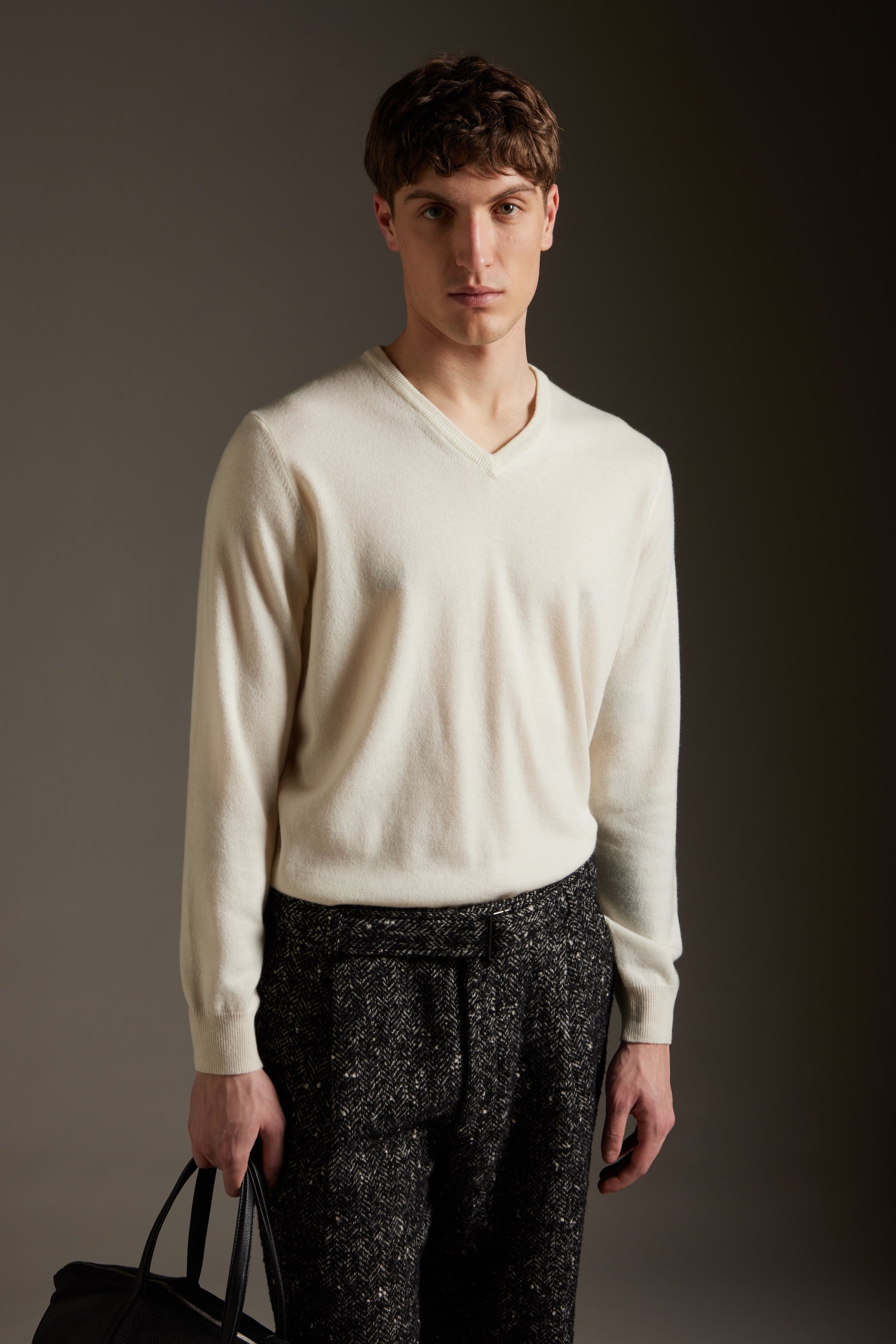 Kangra Men's V-Neck Sweater 100% Cashmere