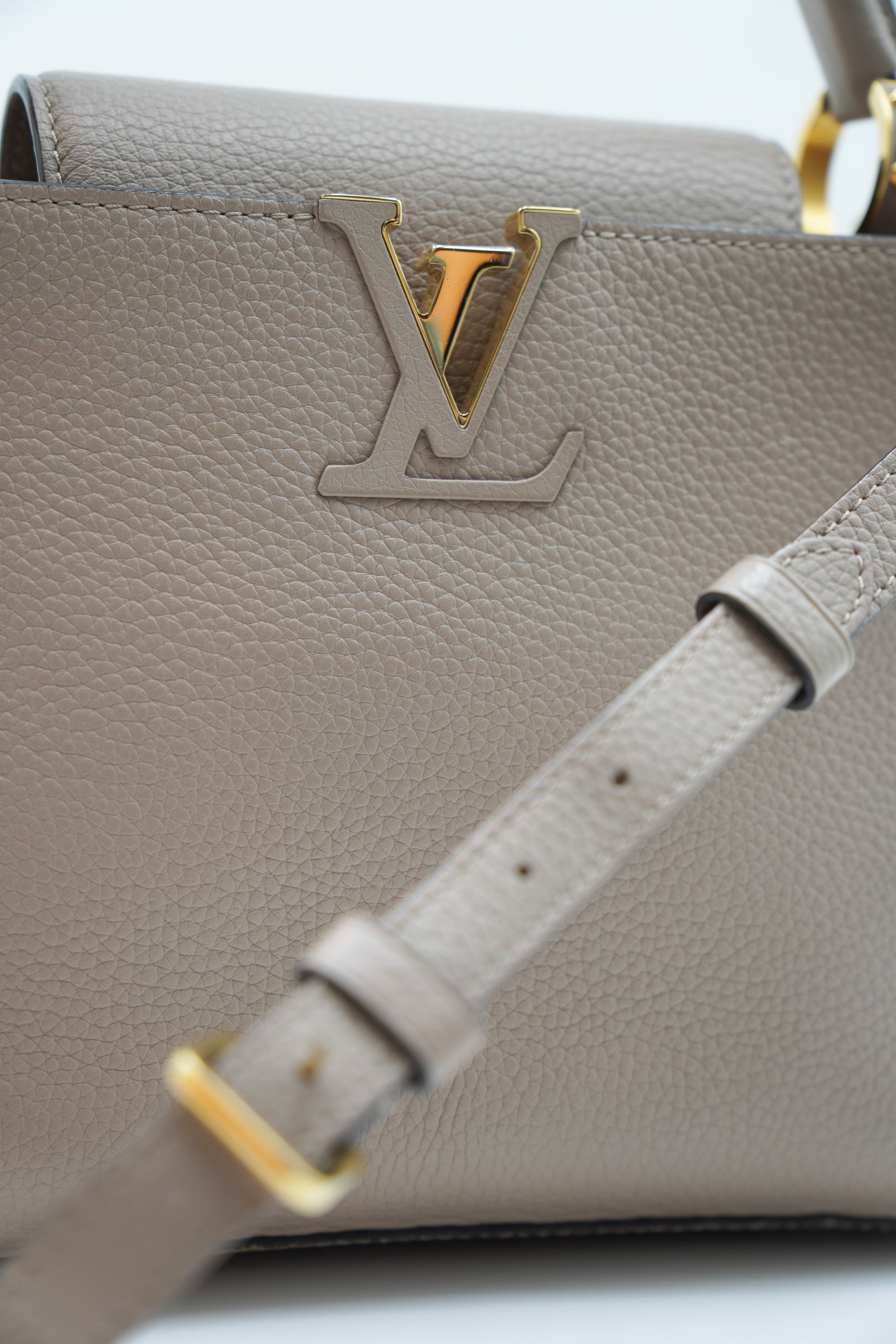 Louis Vuitton Capucines BB Leather Galet Beige Bag
