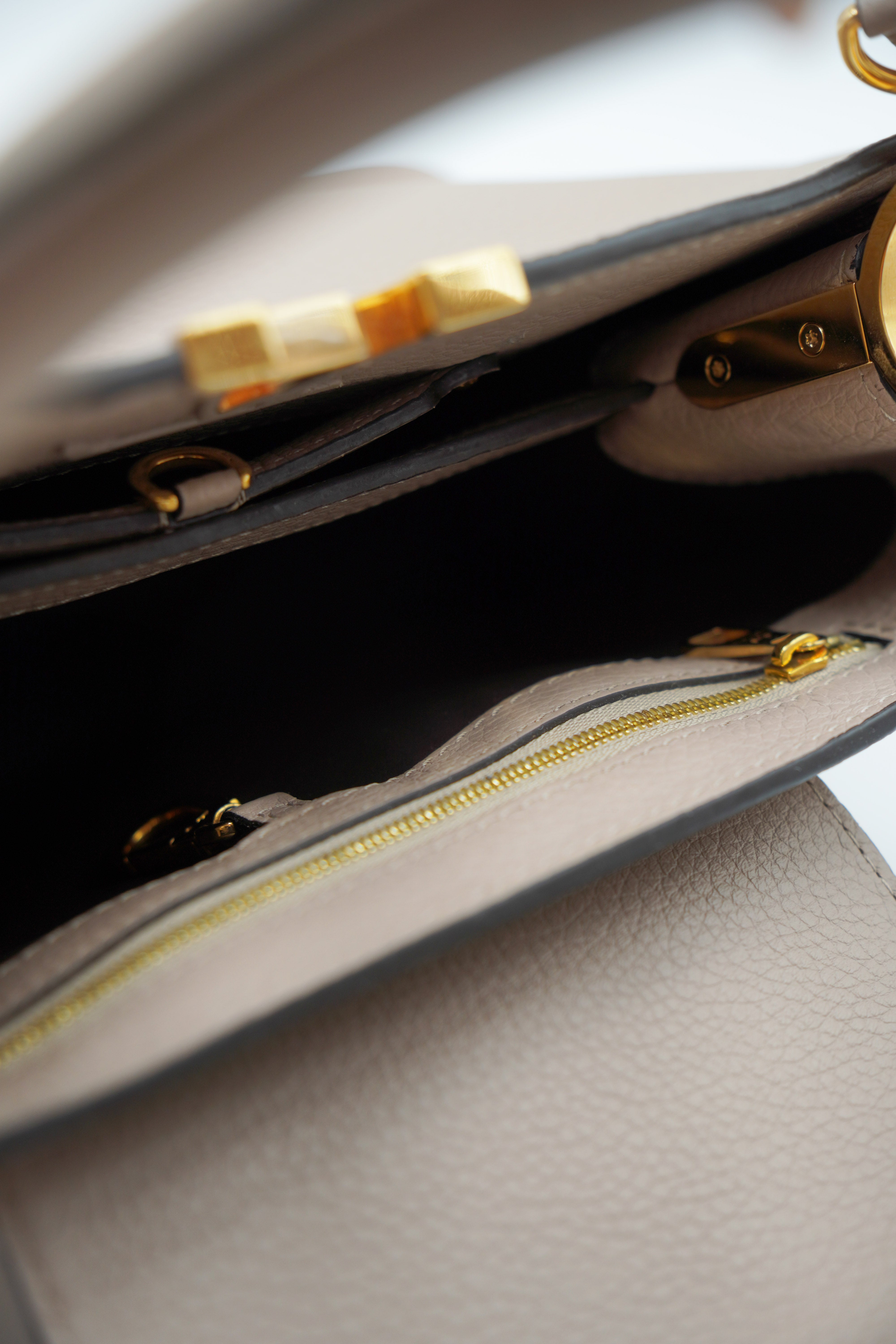 Louis Vuitton Capucines BB Leather Galet Beige Bag