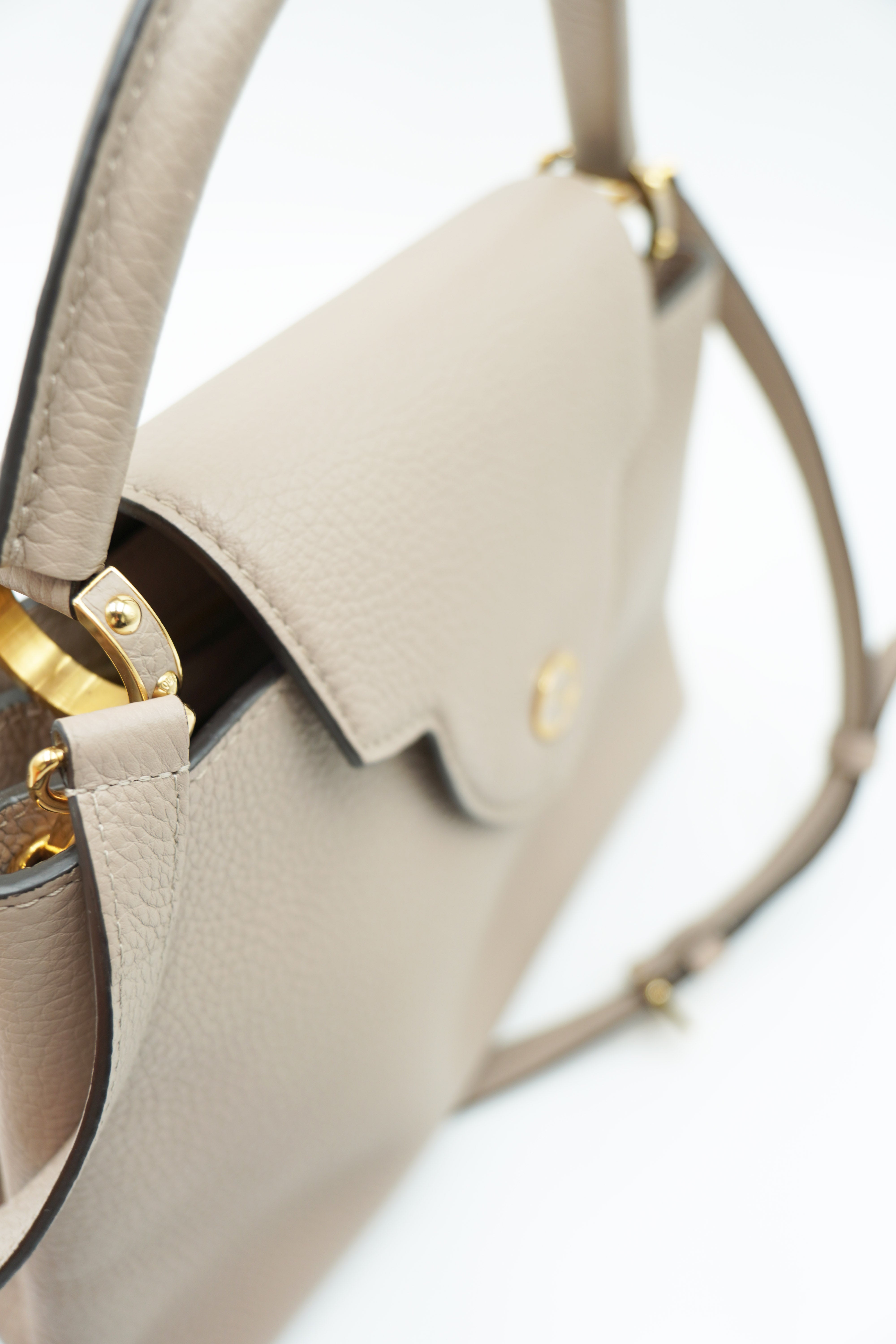 Louis Vuitton Capucines BB Leather Galet Beige Bag