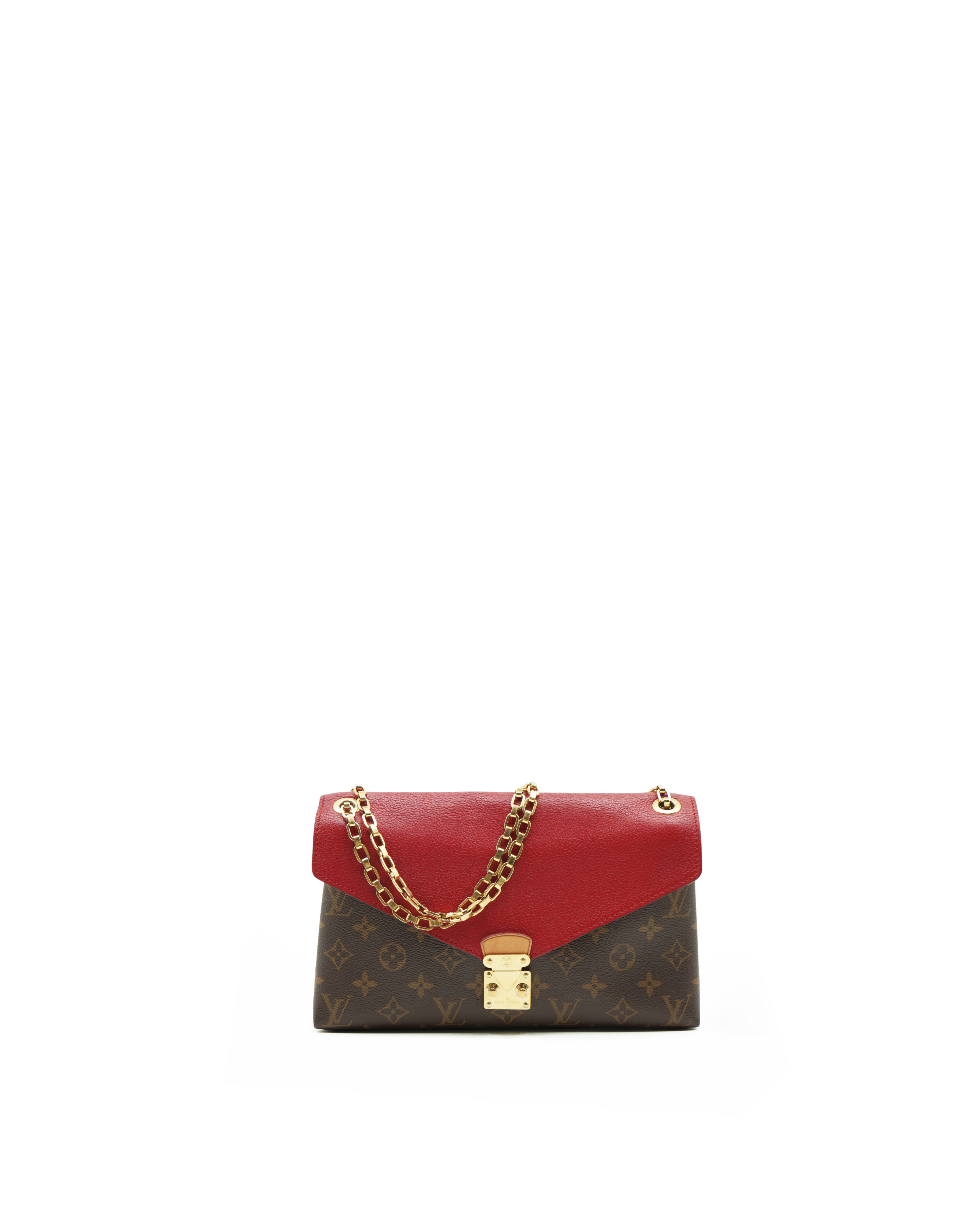 Louis Vuitton Borsa Tracolla Pallas Chain Monogram e Pelle Rossa - Usato Autentico