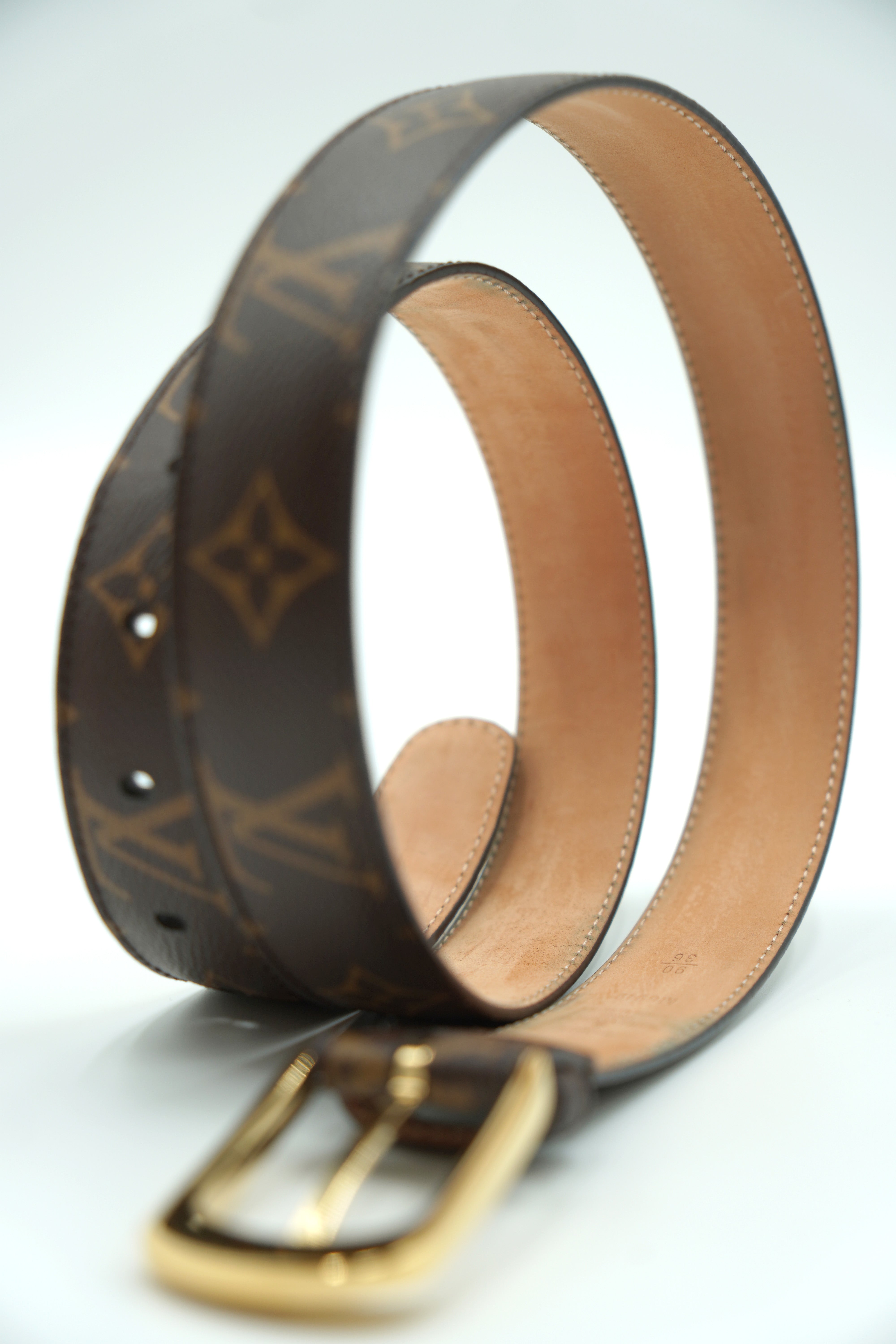 Louis Vuitton Cintura Monogram Con Fibbia Rettangolare Oro - Usato Autentico