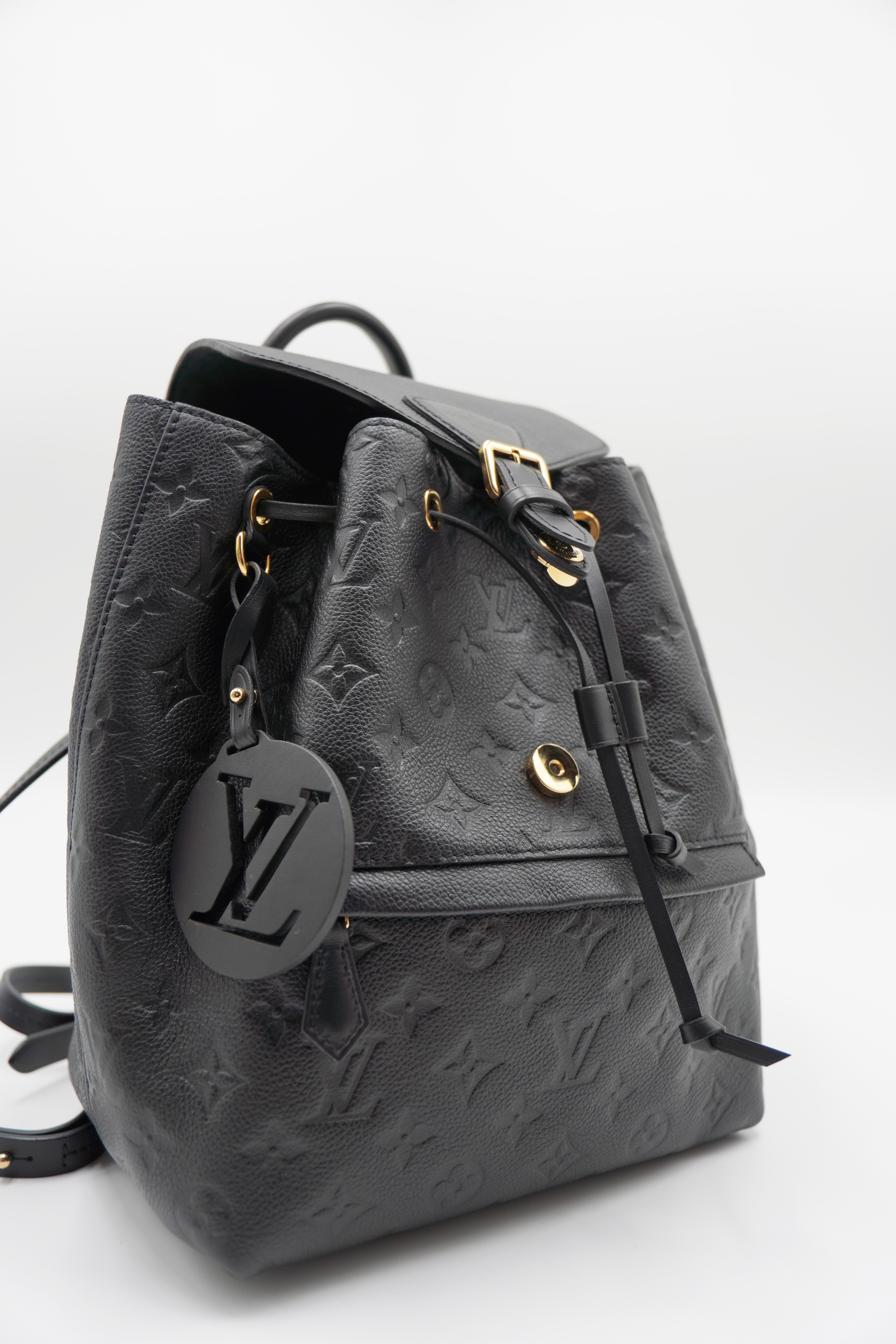 Louis Vuitton Montsouris PM Backpack in Black Leather