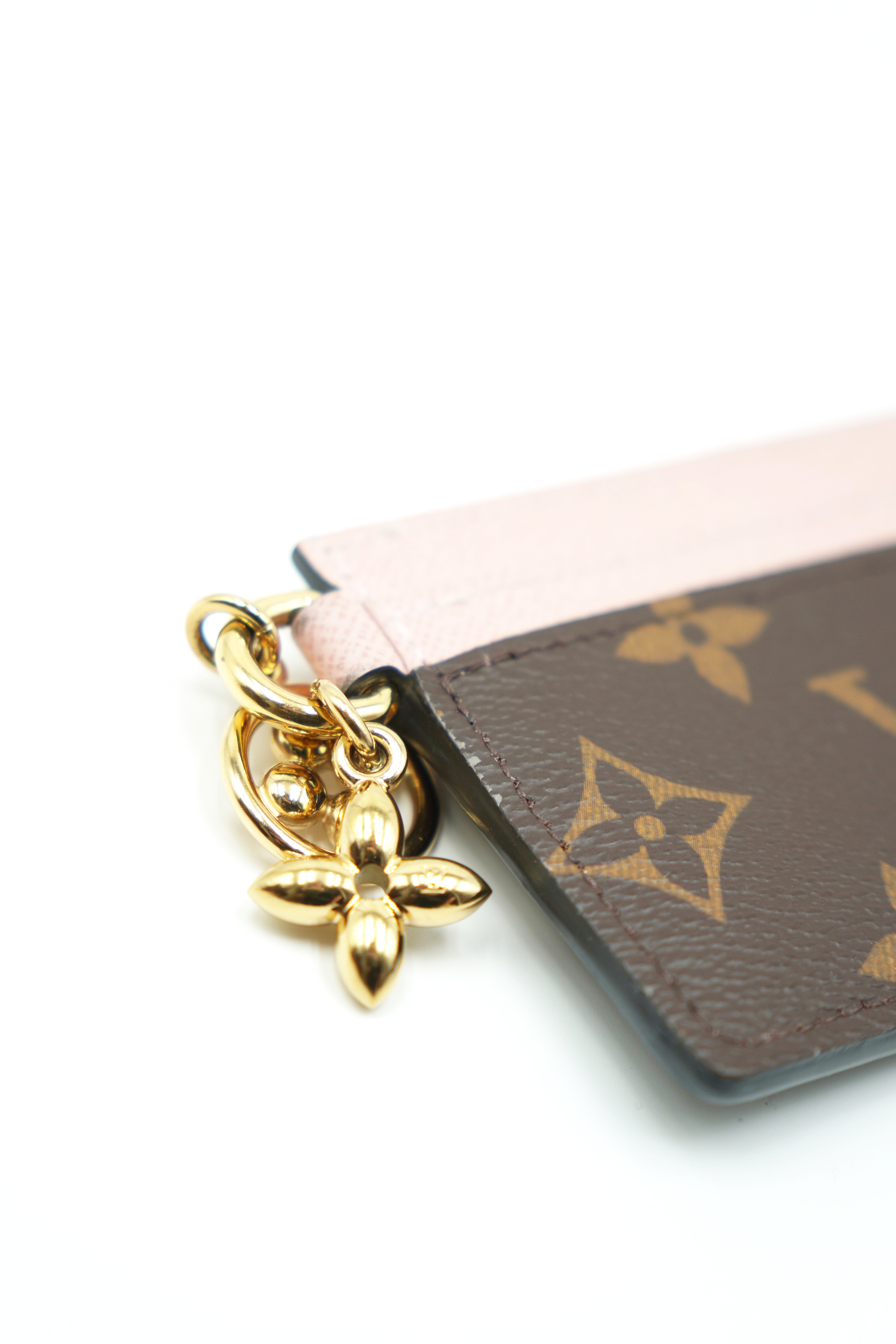 Louis Vuitton Charms Monogram and Pink Leather Card Holder - Authentic Used
