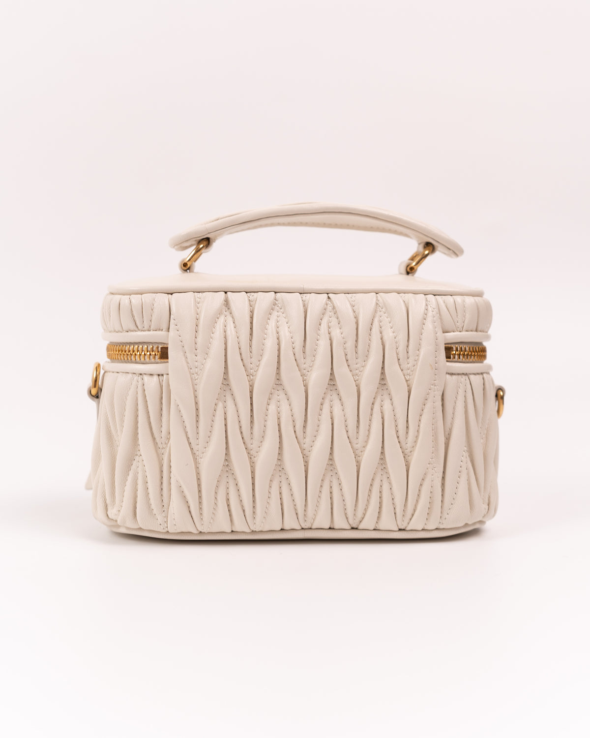 Miu Miu Borsa Vanity Pelle Nappa Matelassé Bianca pre-owned autentica - Aurea Luxury Lab