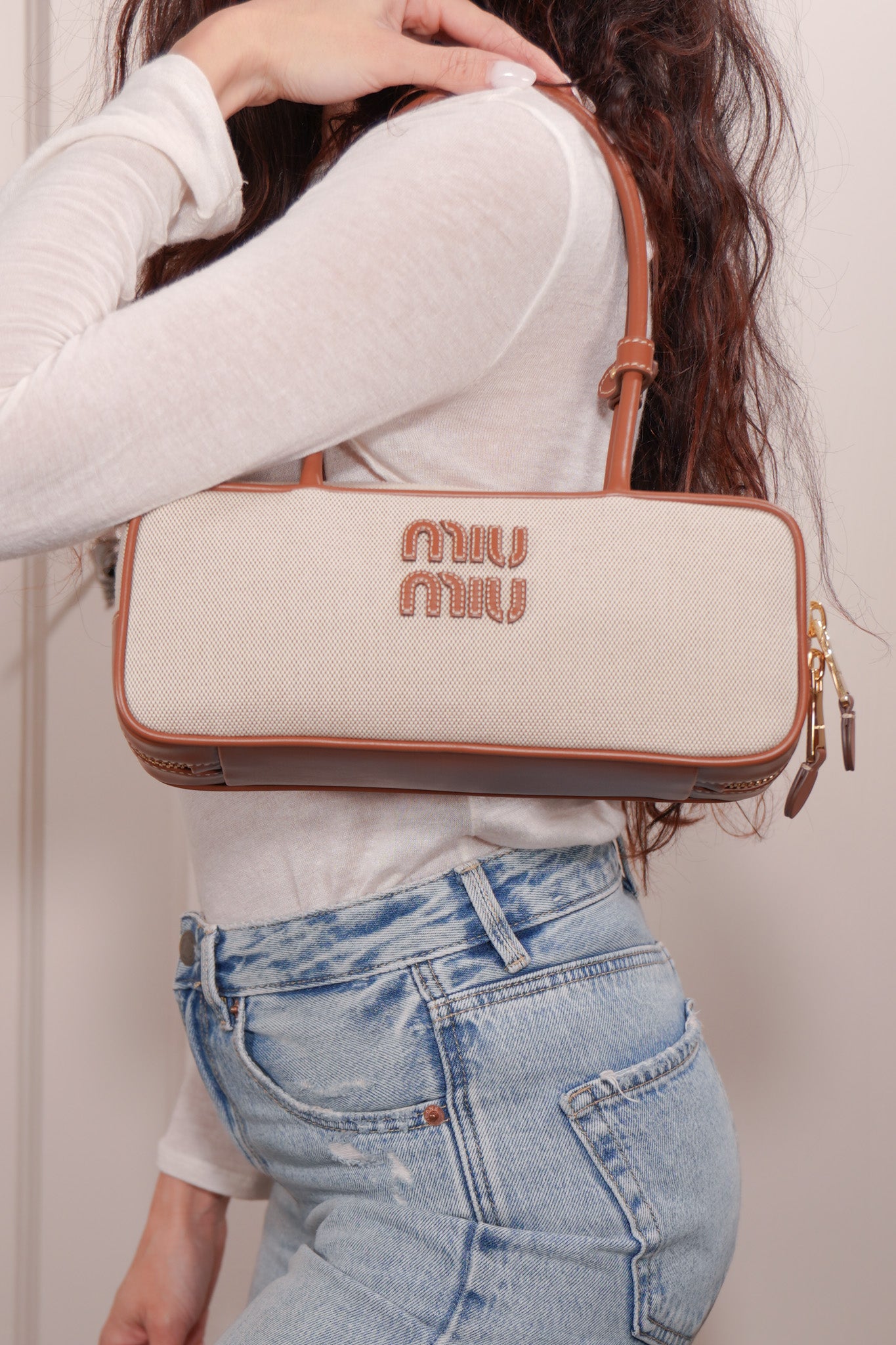 Miu Miu Bag Beau Small Canvas and Leather - Used Authentic