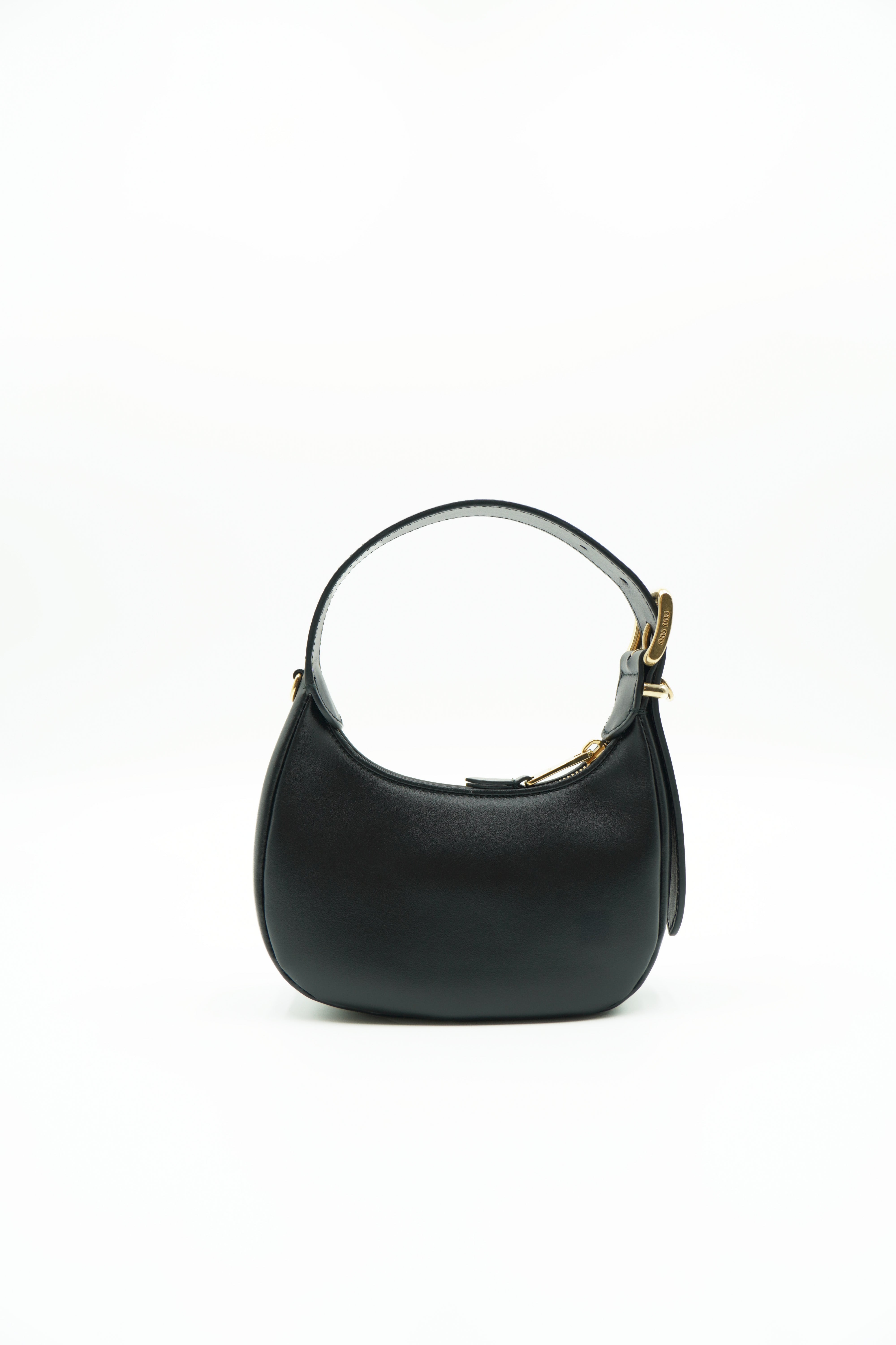 miu miu⭐︎hobo⭐︎ショルダーバック⭐︎レザー⭐︎PRADA Miu Miu Wander Hobo Bag Small Black Leather - Pre-owned Authentic