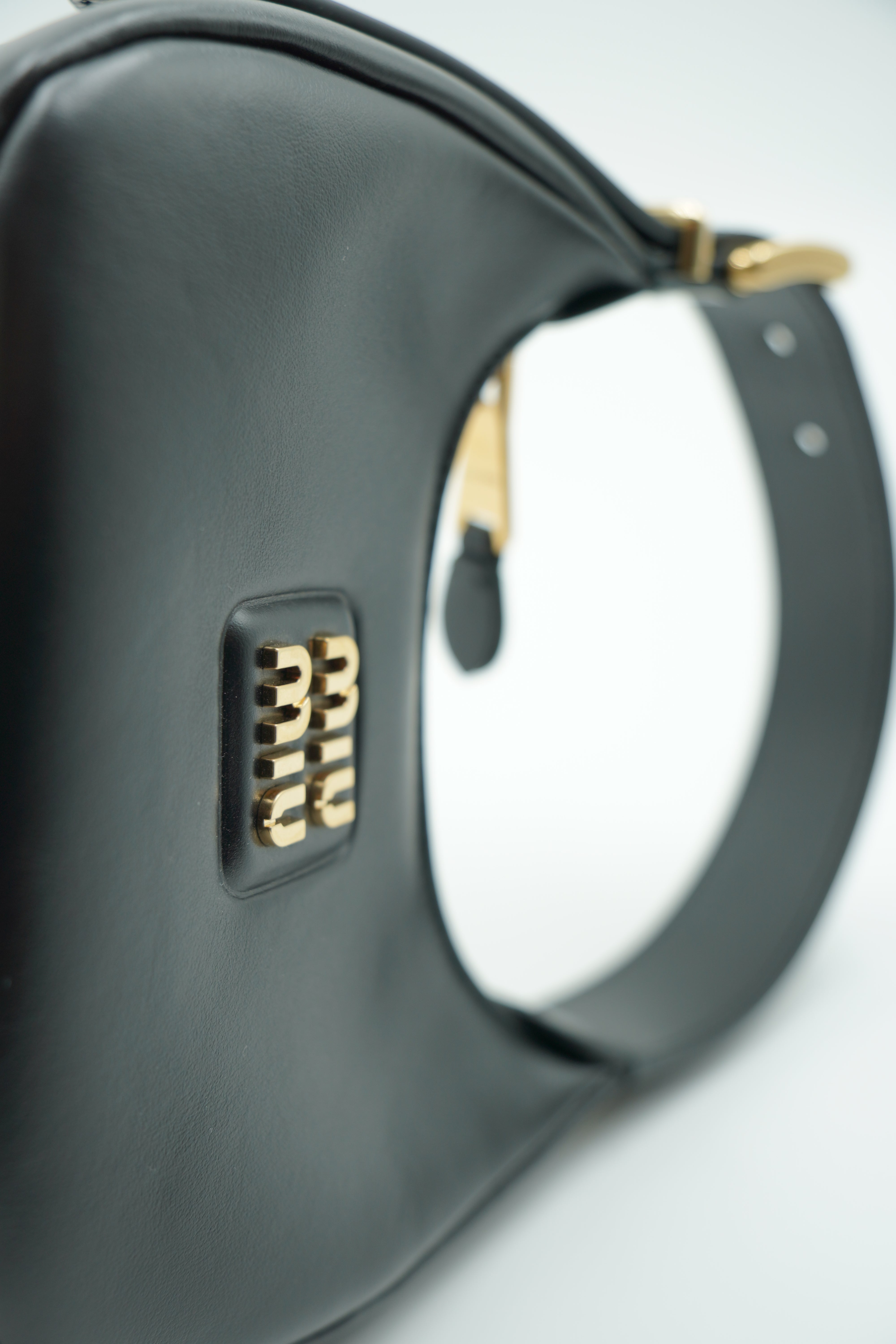 Miu Miu Wander Hobo Small Black Leather Bag