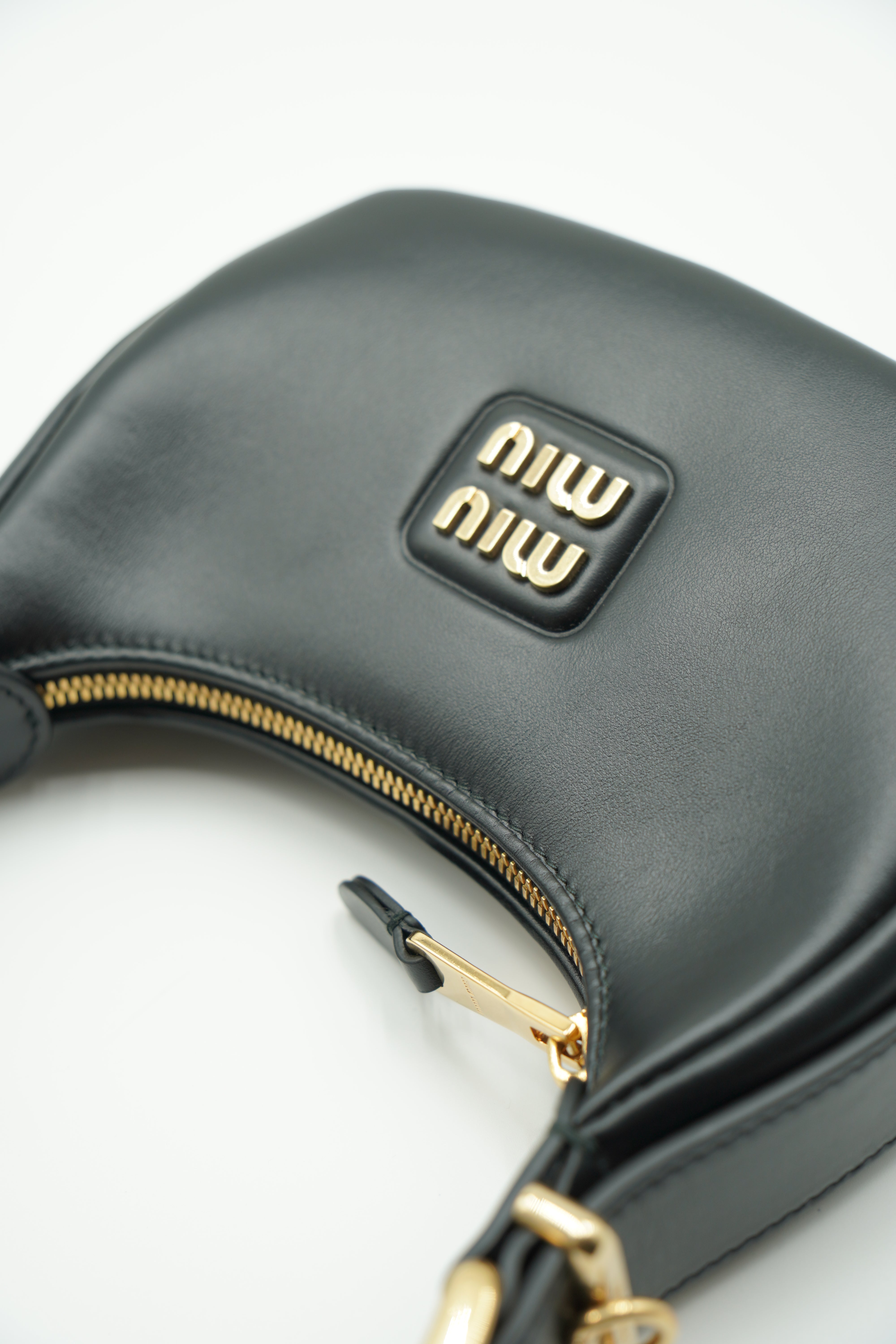 Miu Miu Wander Hobo Small Black Leather Bag