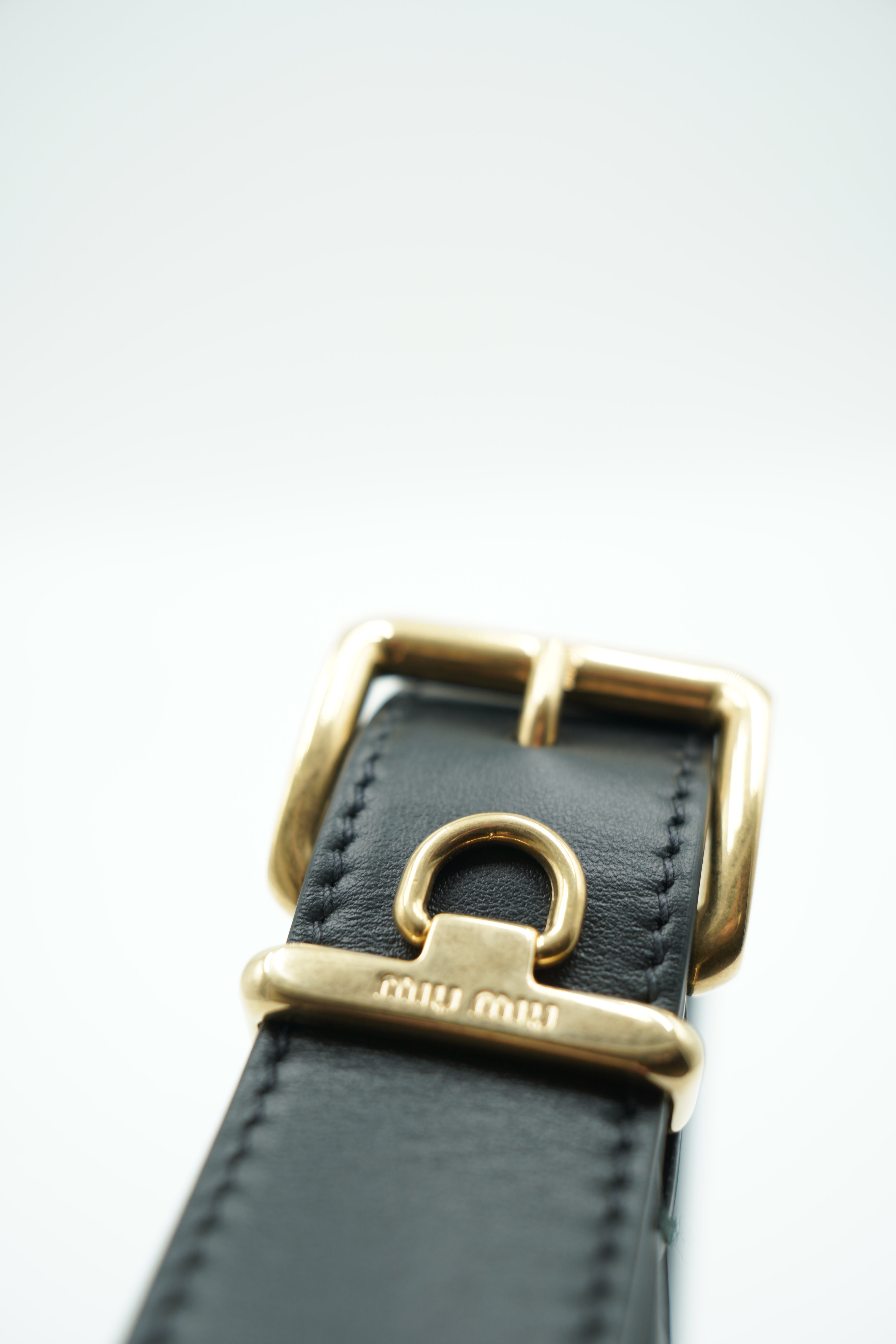 miu miuレザーベルト 黒ゴールドバックル Miu Miu Leather Belt | Saks Fifth Avenue