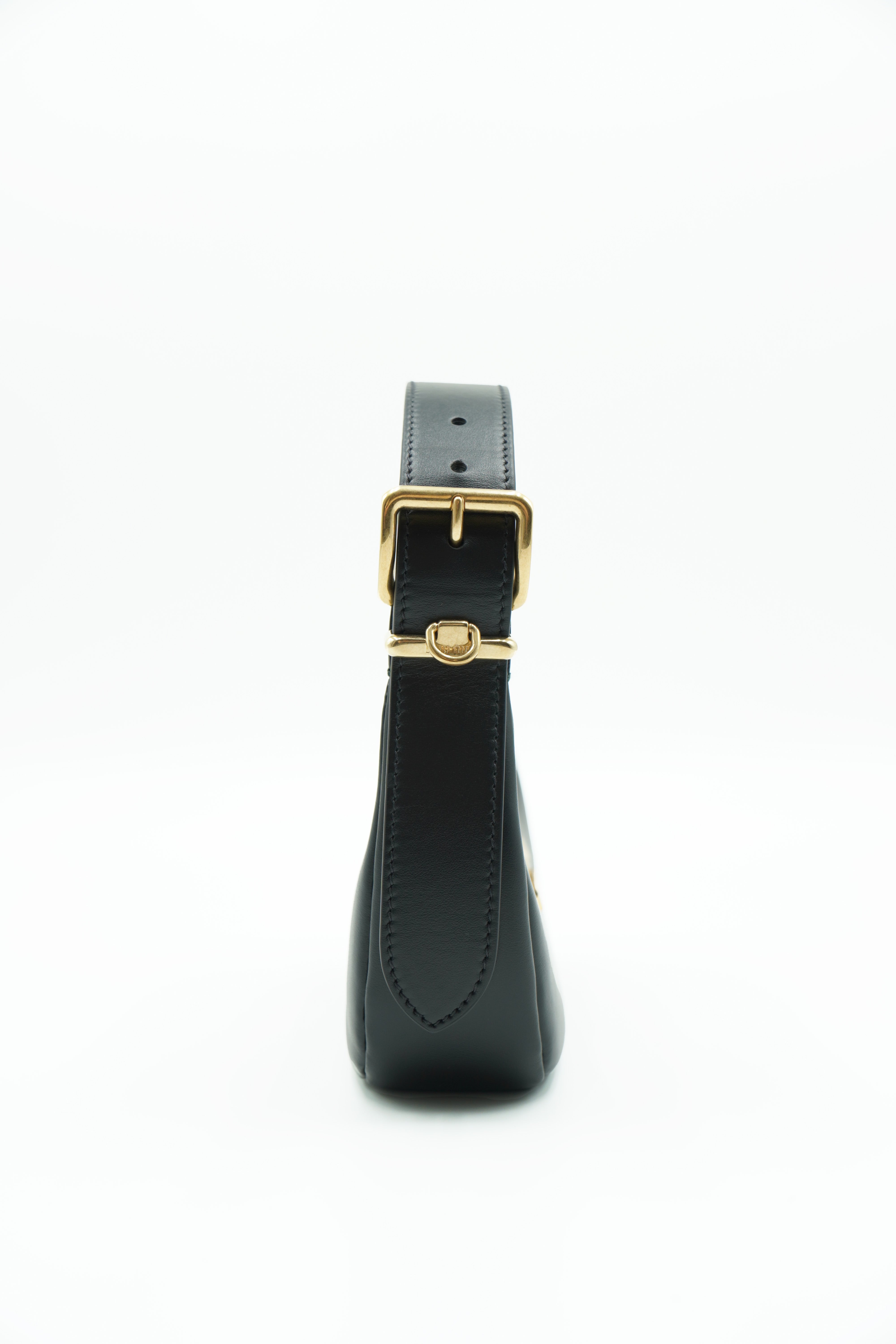 Miu Miu Wander Hobo Small Black Leather Bag