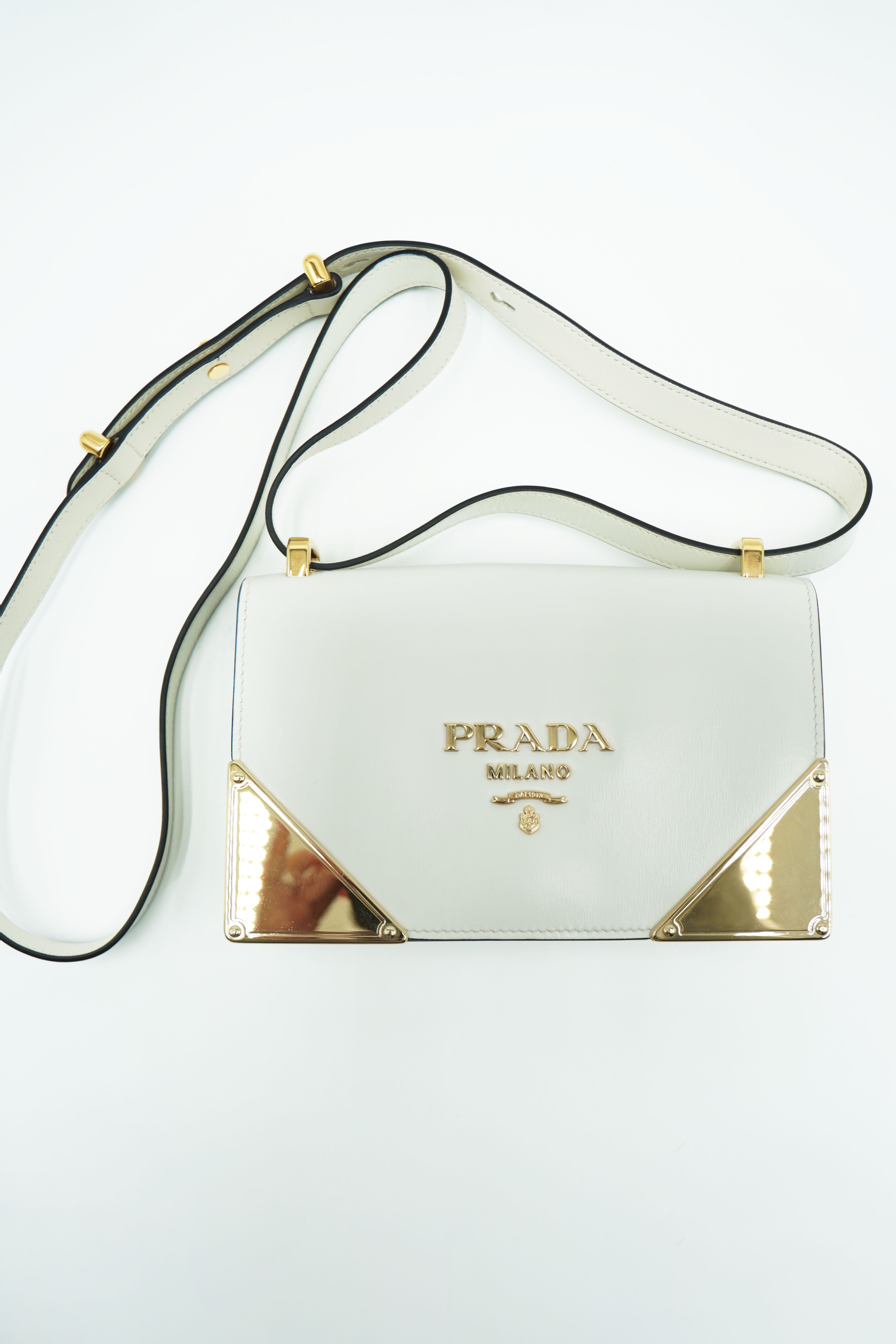 Prada Borsa Tracolla Pelle Bianco