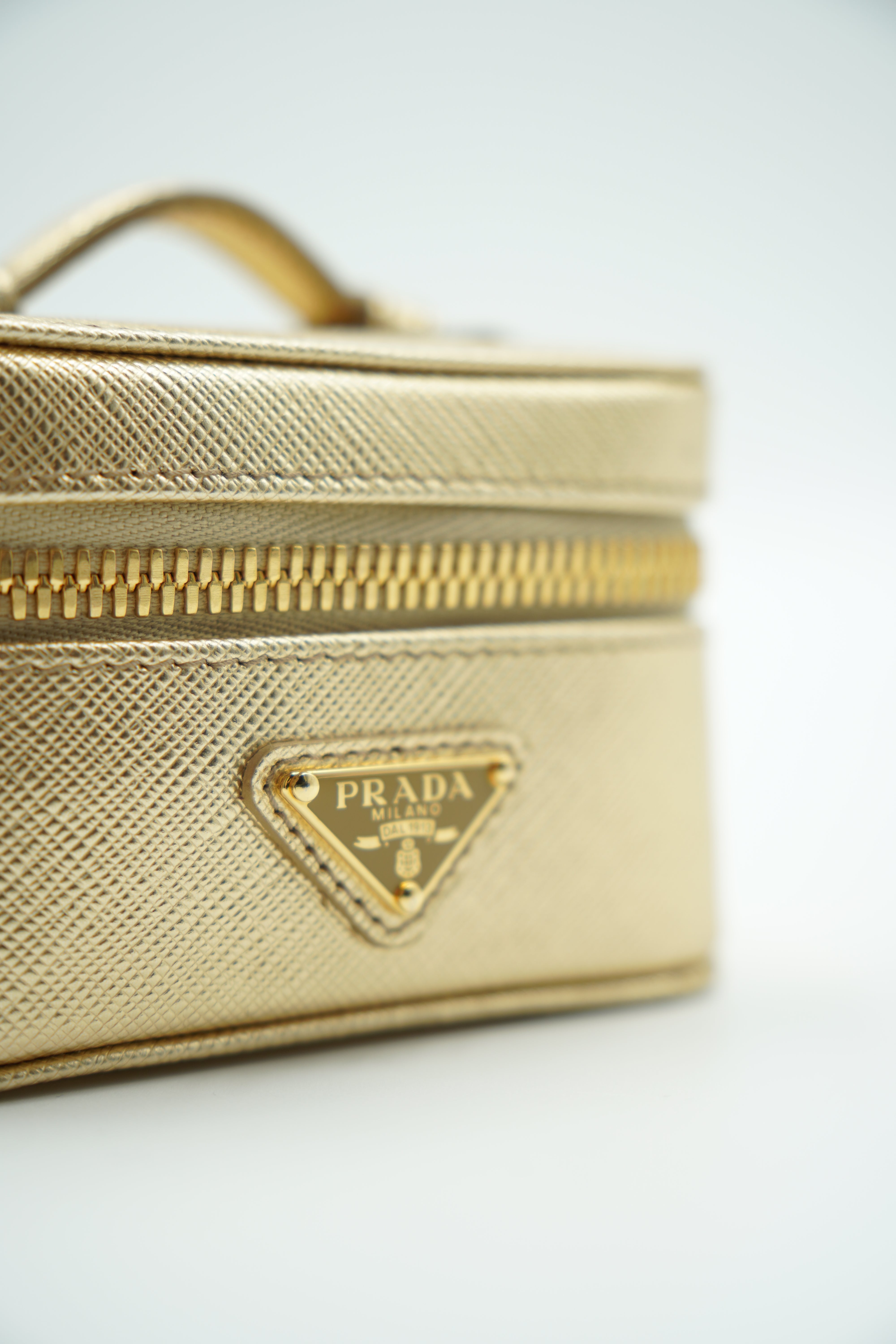 Prada Limited Edition Saffiano Gold Jewelry Box