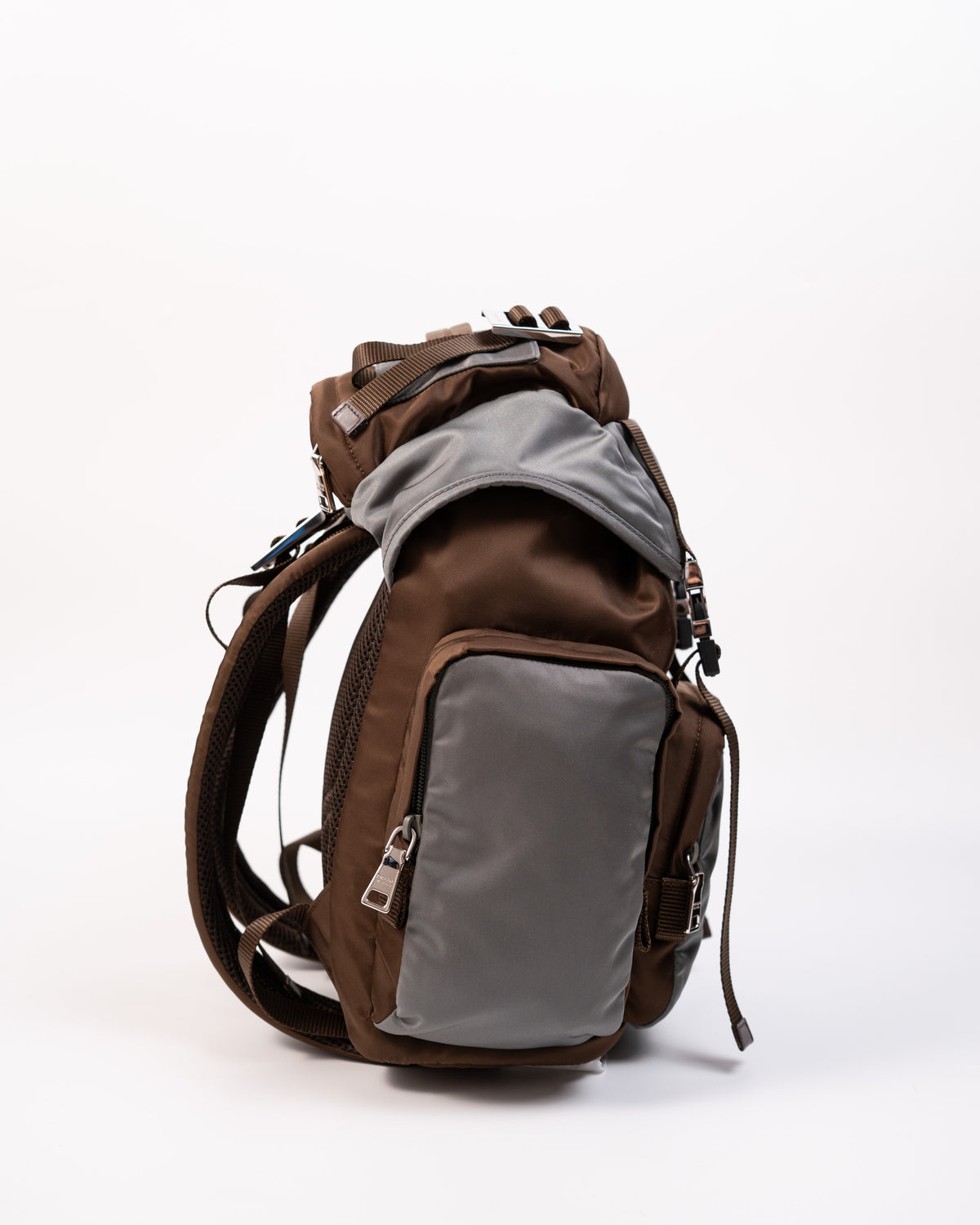 Prada Zaino Re-Nylon e Pelle Bruciato e Grigio Ceruleo pre-owned certificato - Aurea Luxury Lab